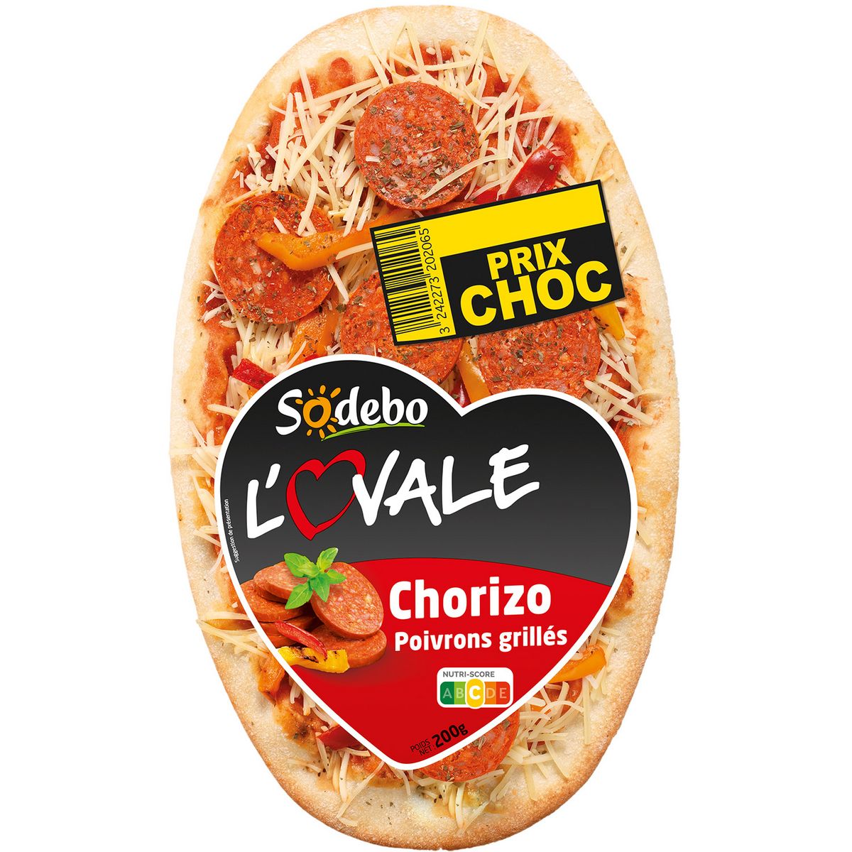 SODEBO L'Ovale Pizza aux chorizo et poivrons grillés 200g
