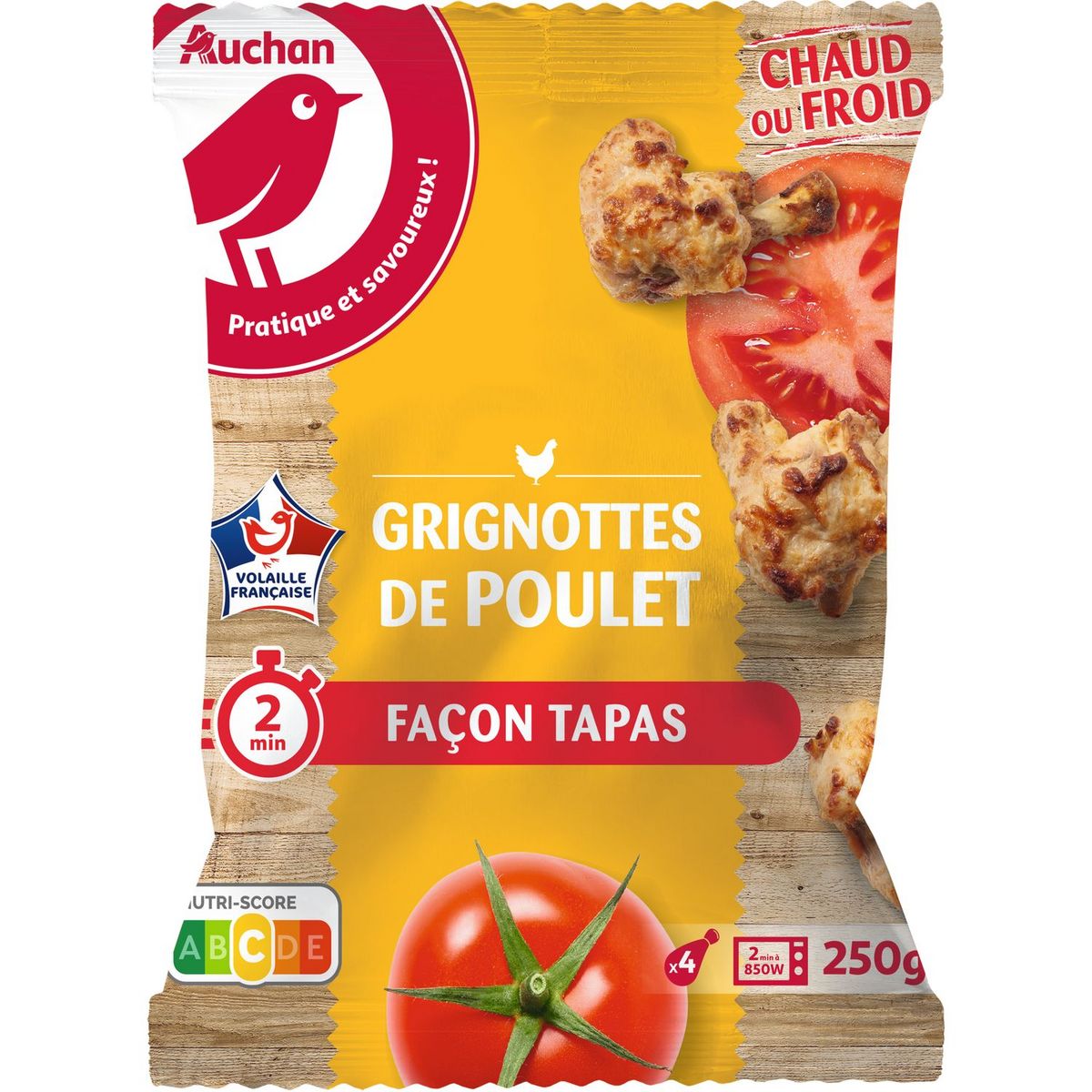 AUCHAN Manchons de poulet cuits façon tapas 4 piéces 250g