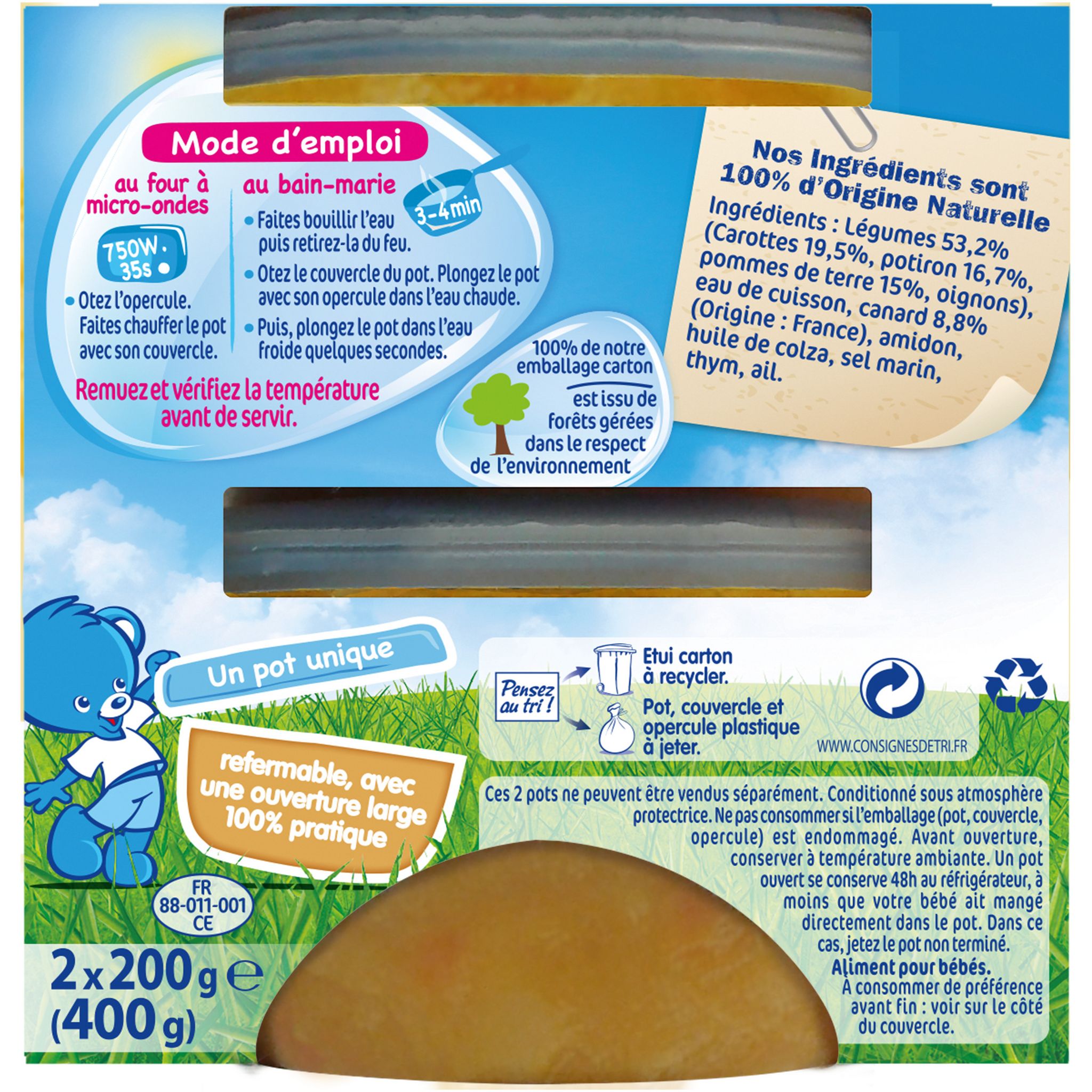 Voir la diapositive 4 : NESTLE Naturnes bol carottes potiron et canard dès 8 mois 2x200g