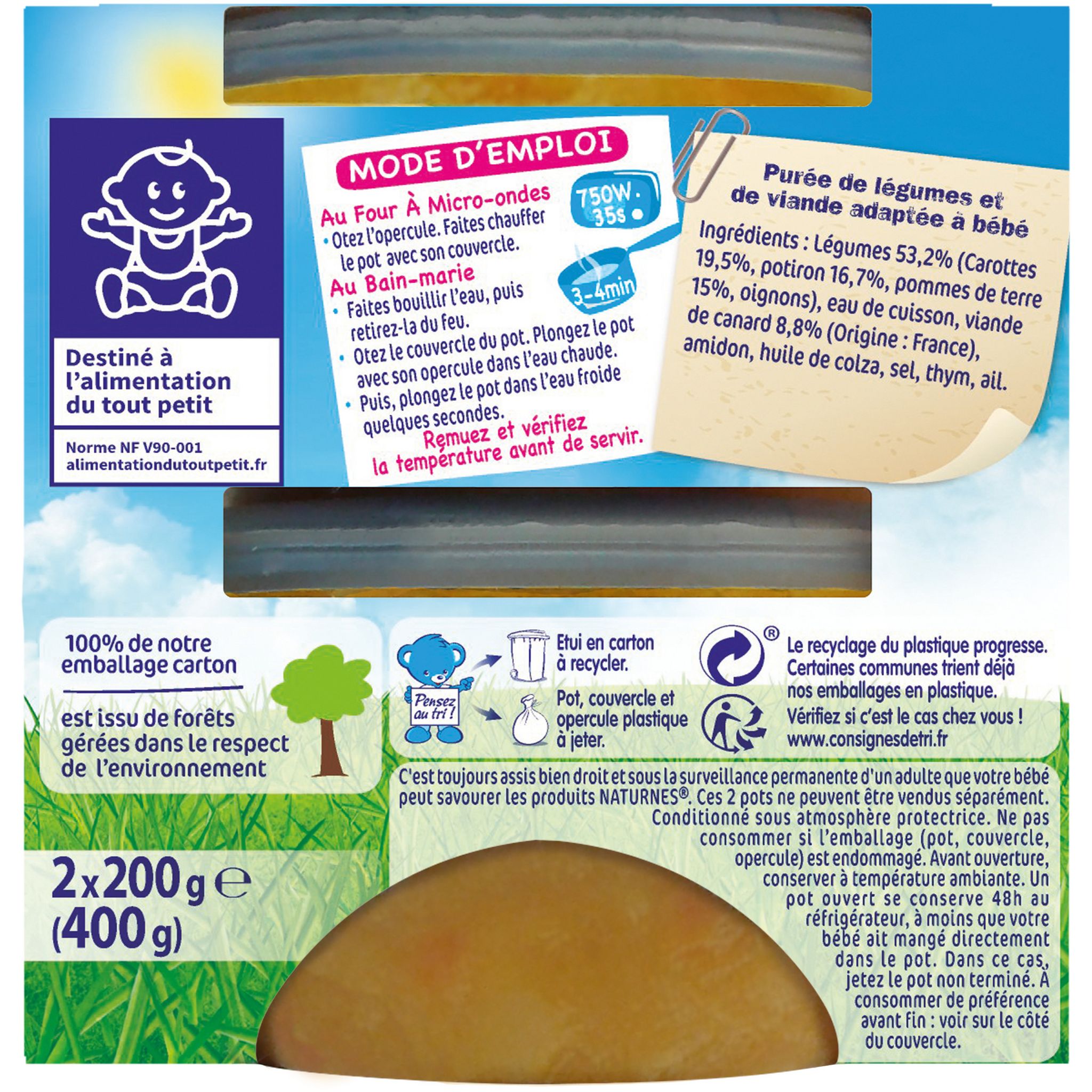 Voir la diapositive 7 : NESTLE Naturnes bol carottes potiron et canard dès 8 mois 2x200g