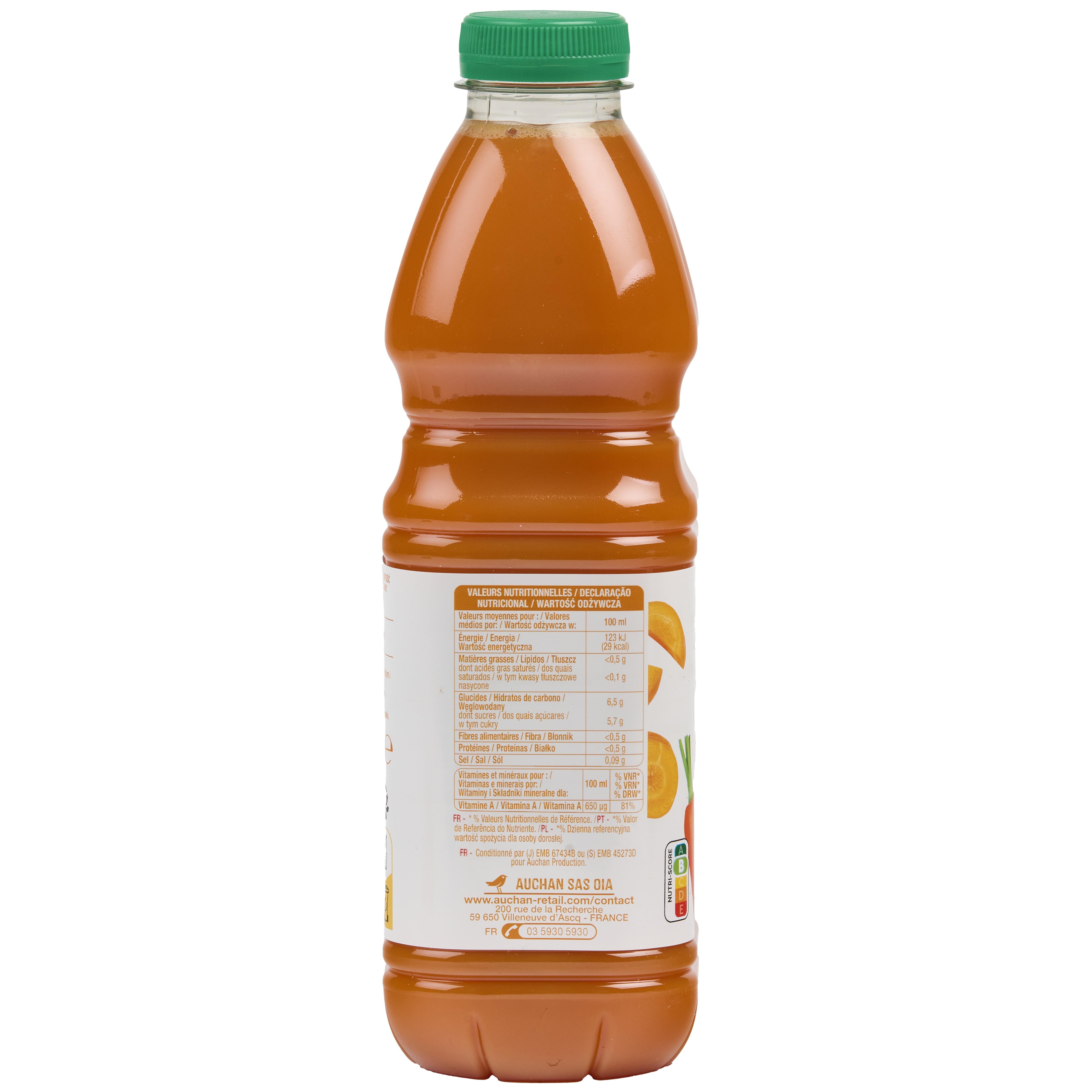 Voir la diapositive 4 : AUCHAN Pur jus de carotte 1l