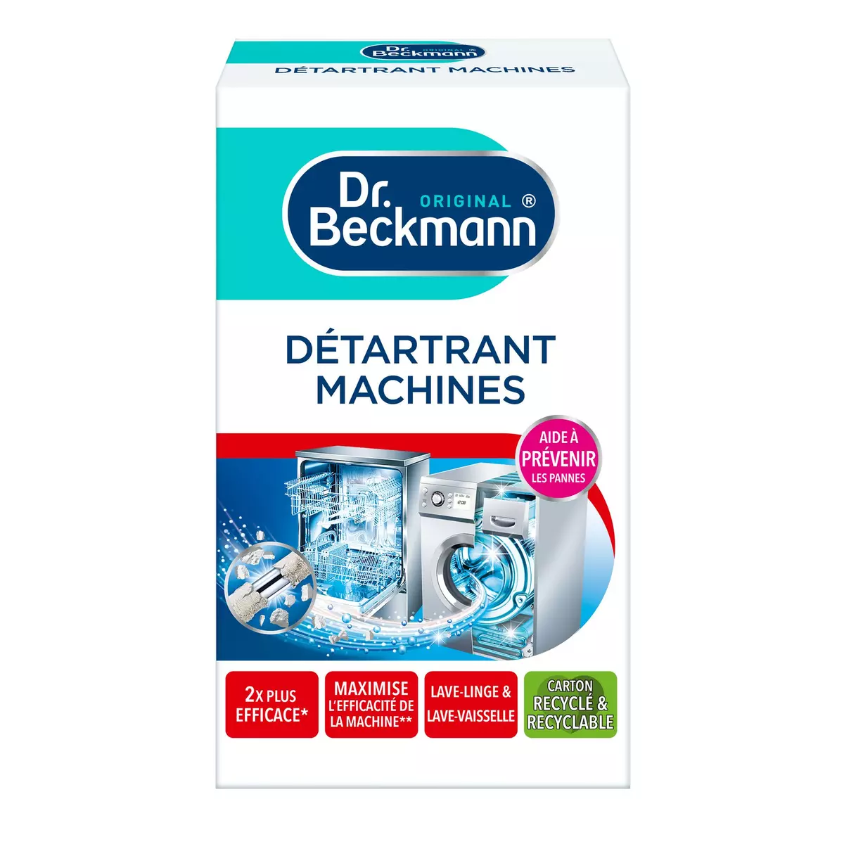 DR BECKMANN Détartrant machines anti-calcaire pour lave-linge et lave-vaisselle 2 sachets