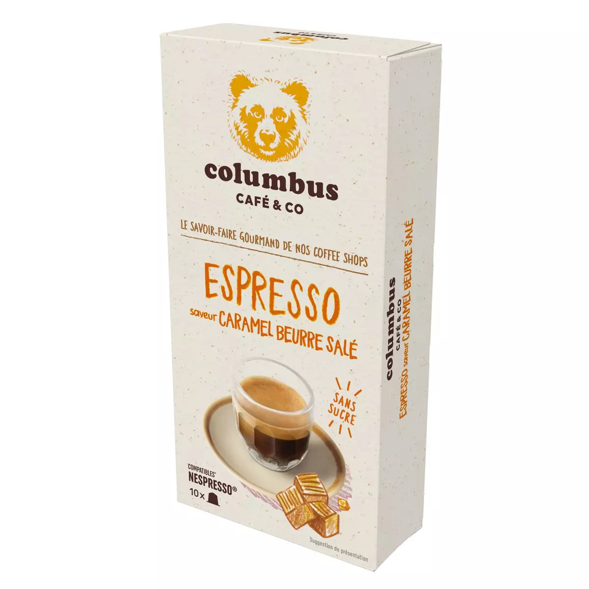 COLUMBUS Capsules de café espresso saveur caramel beurre salé 10 capsules 53g
