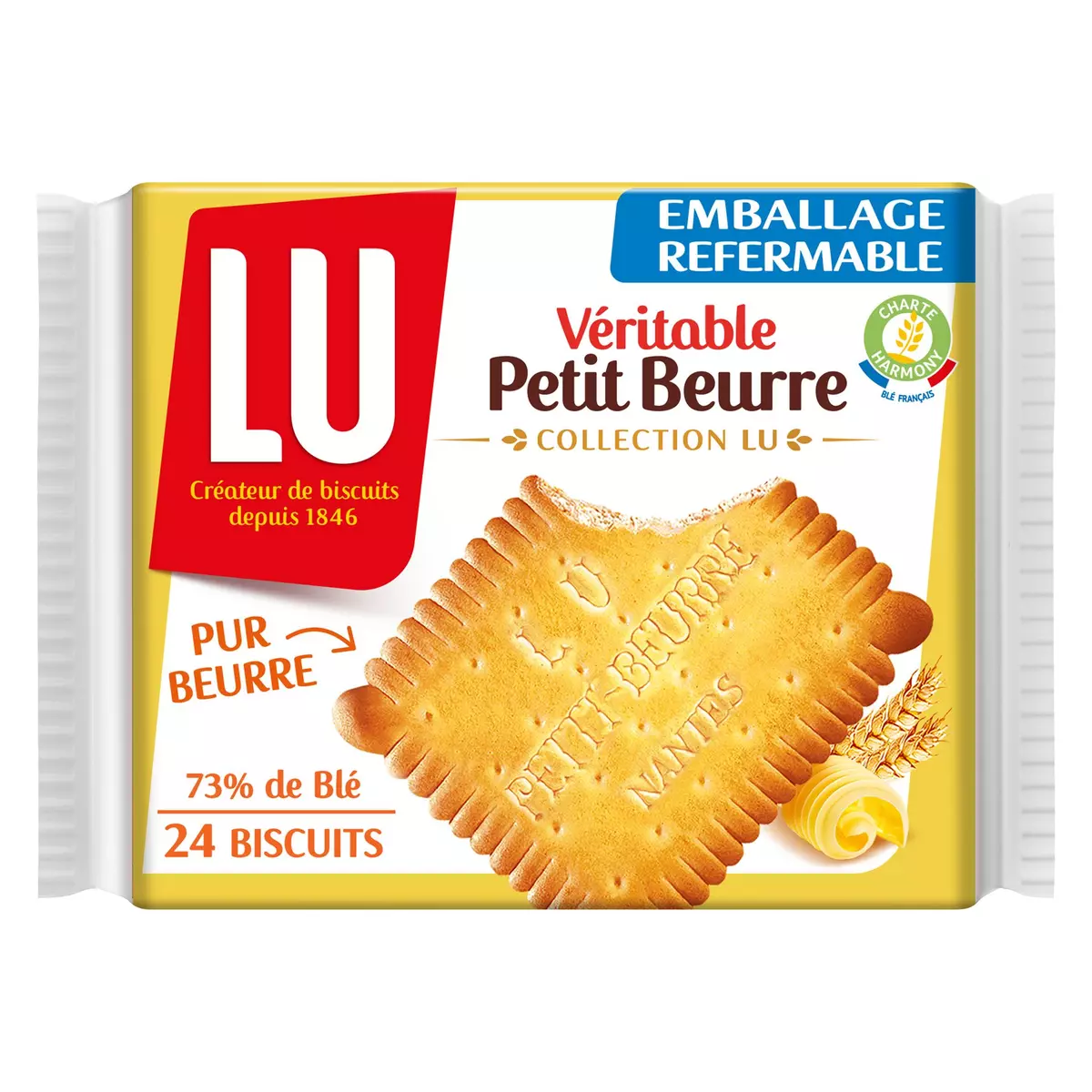 LU Véritable petit beurre, emballage refermable 24 biscuits 200g