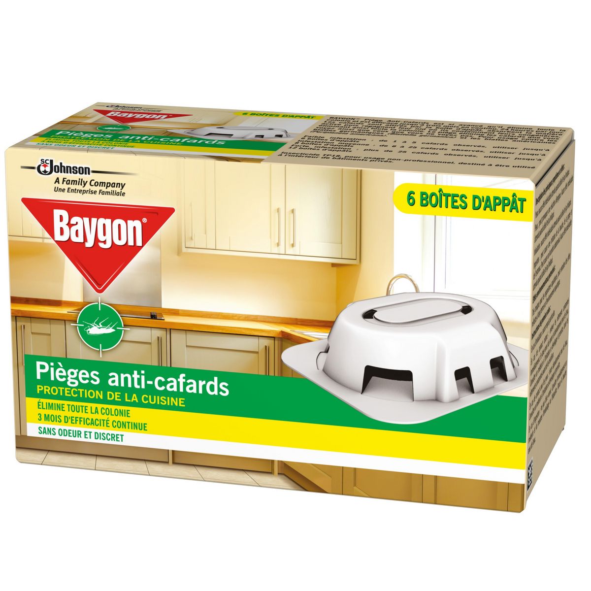 BAYGON Boîtes d'appât pièges anti-cafards pour la cuisine 6x3 mois 6 boîtes