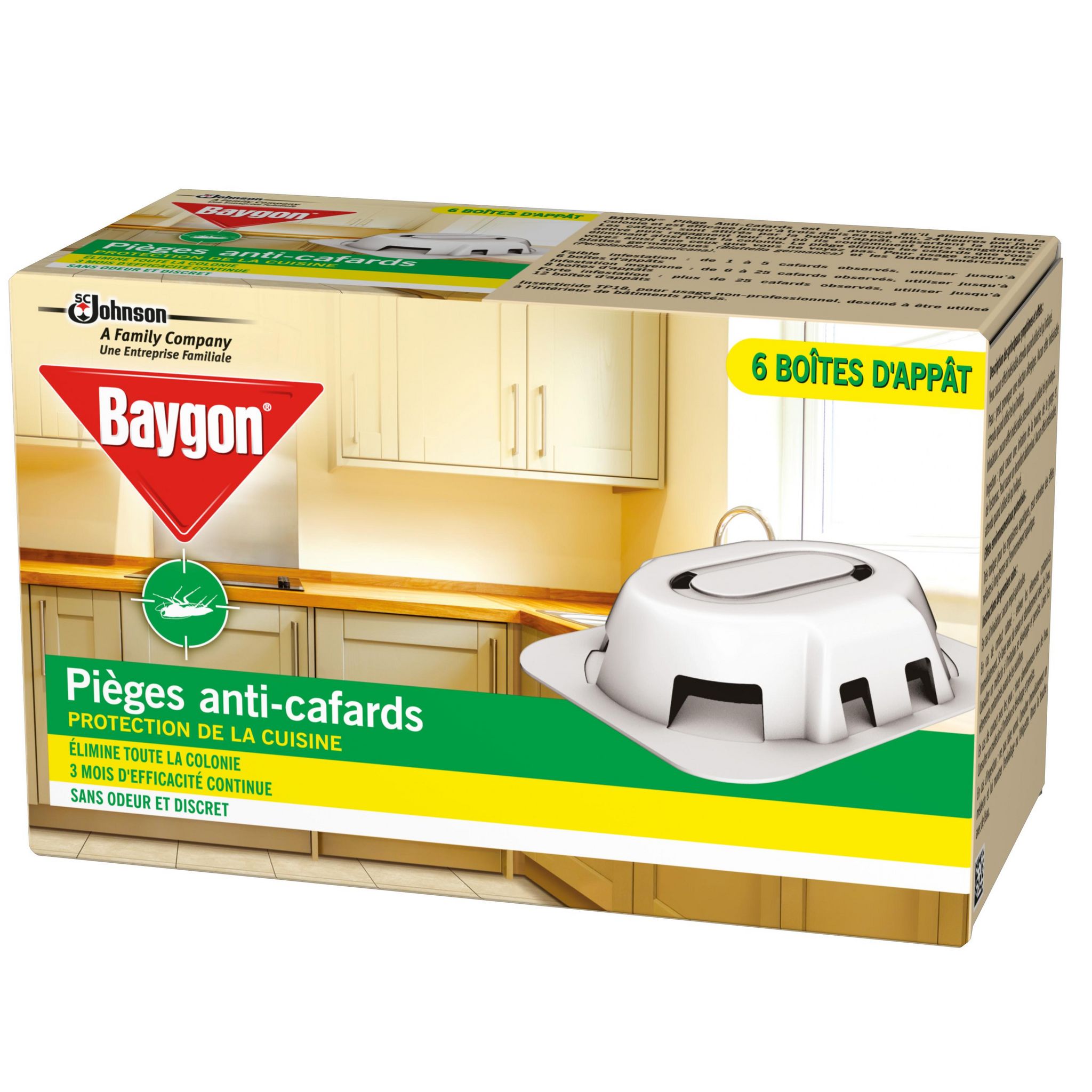Voir la diapositive 2 : BAYGON Boîtes d'appât pièges anti-cafards pour la cuisine 6x3 mois 6 boîtes