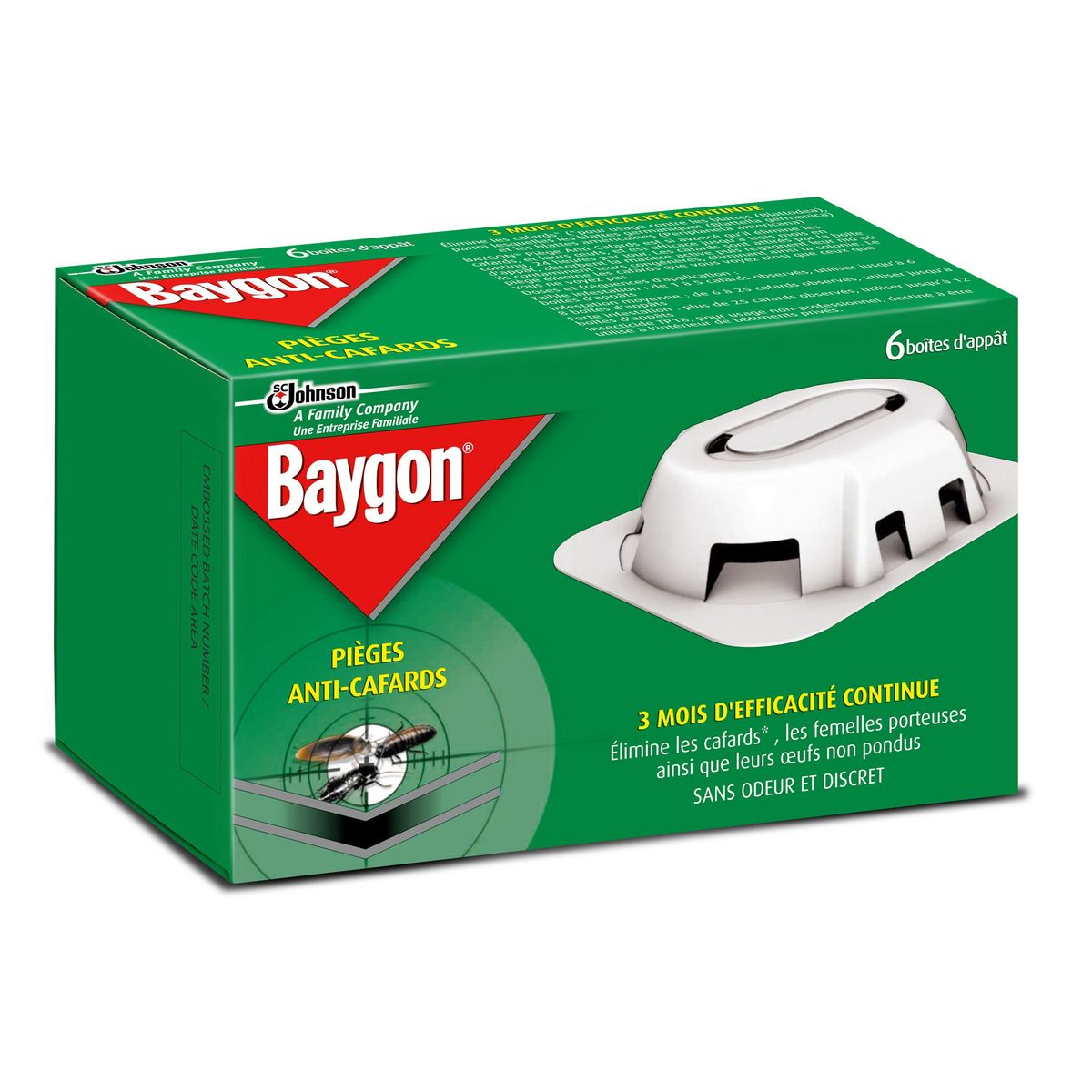 BAYGON Boîtes d'appât pièges anti-cafards pour la cuisine 6x3 mois 6 boîtes
