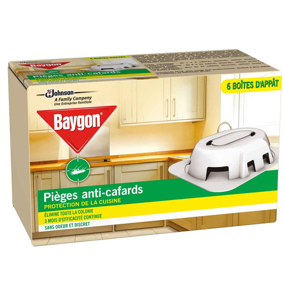 BAYGON Boîtes d'appât pièges anti-cafards pour la cuisine 6x3 mois 6 boîtes
