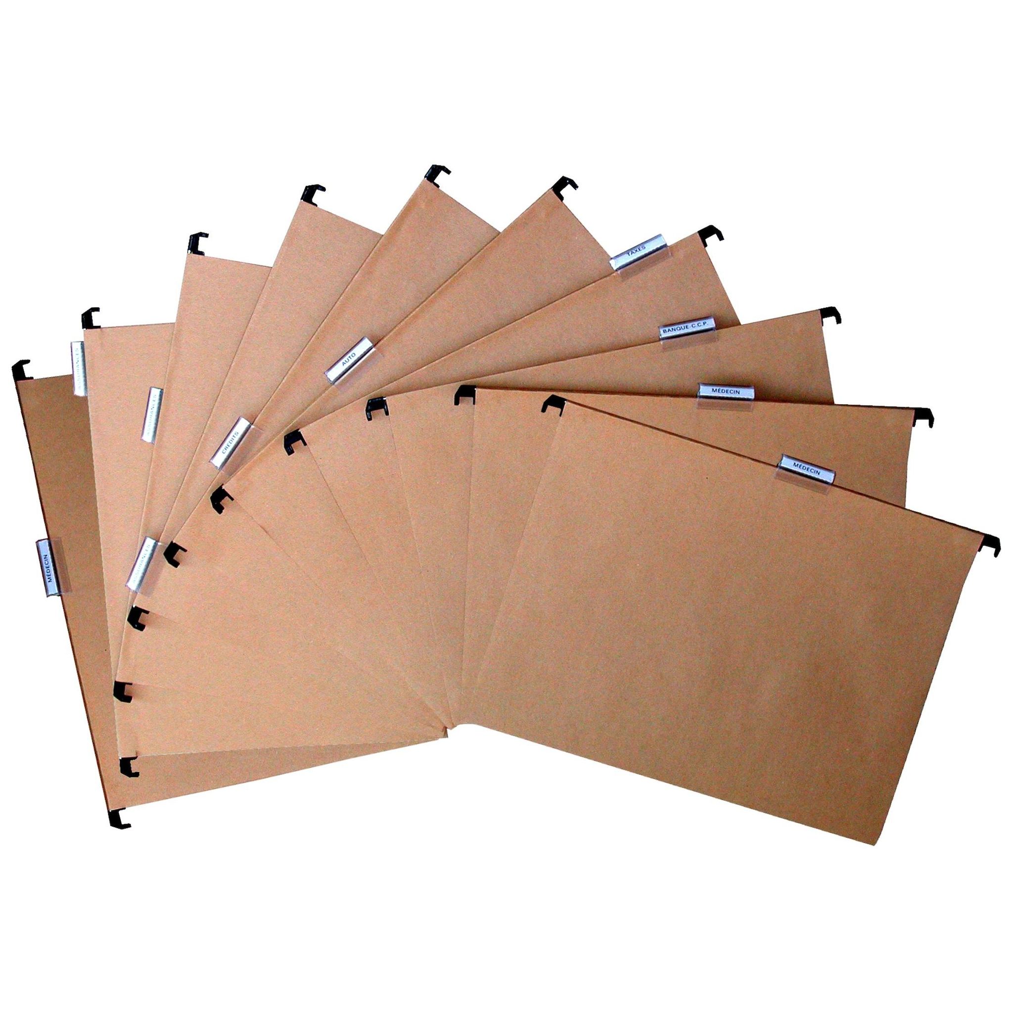 HENRY PIERRE Lot de 10 dossiers suspendus A4 kraft naturel
