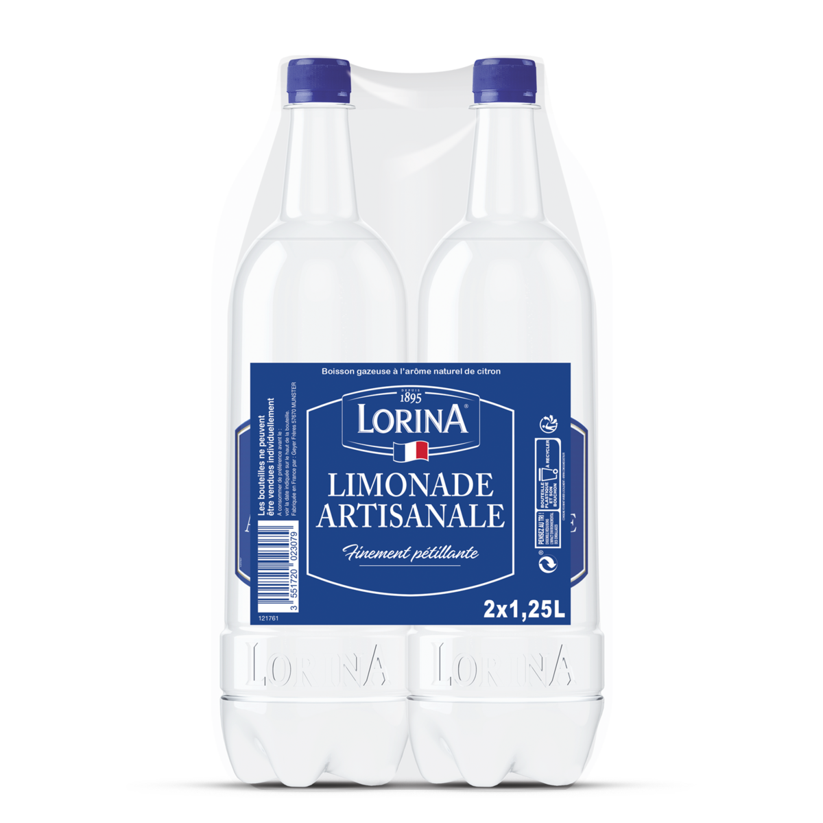 LORINA Limonade artisanale à l'arôme naturel de citron 2x1,25l
