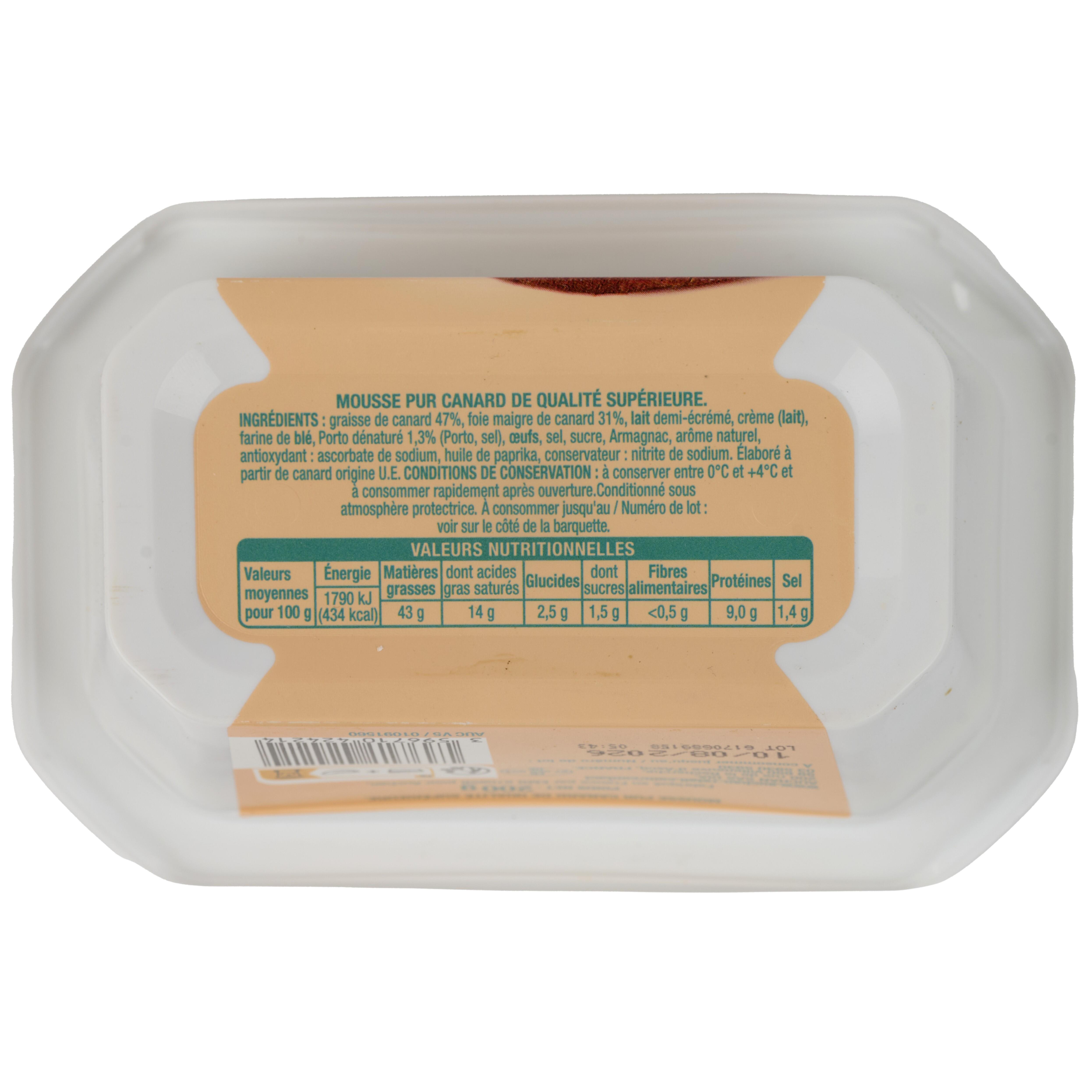 Voir la diapositive 3 : AUCHAN Mousse pur canard de qualité supérieure 200g