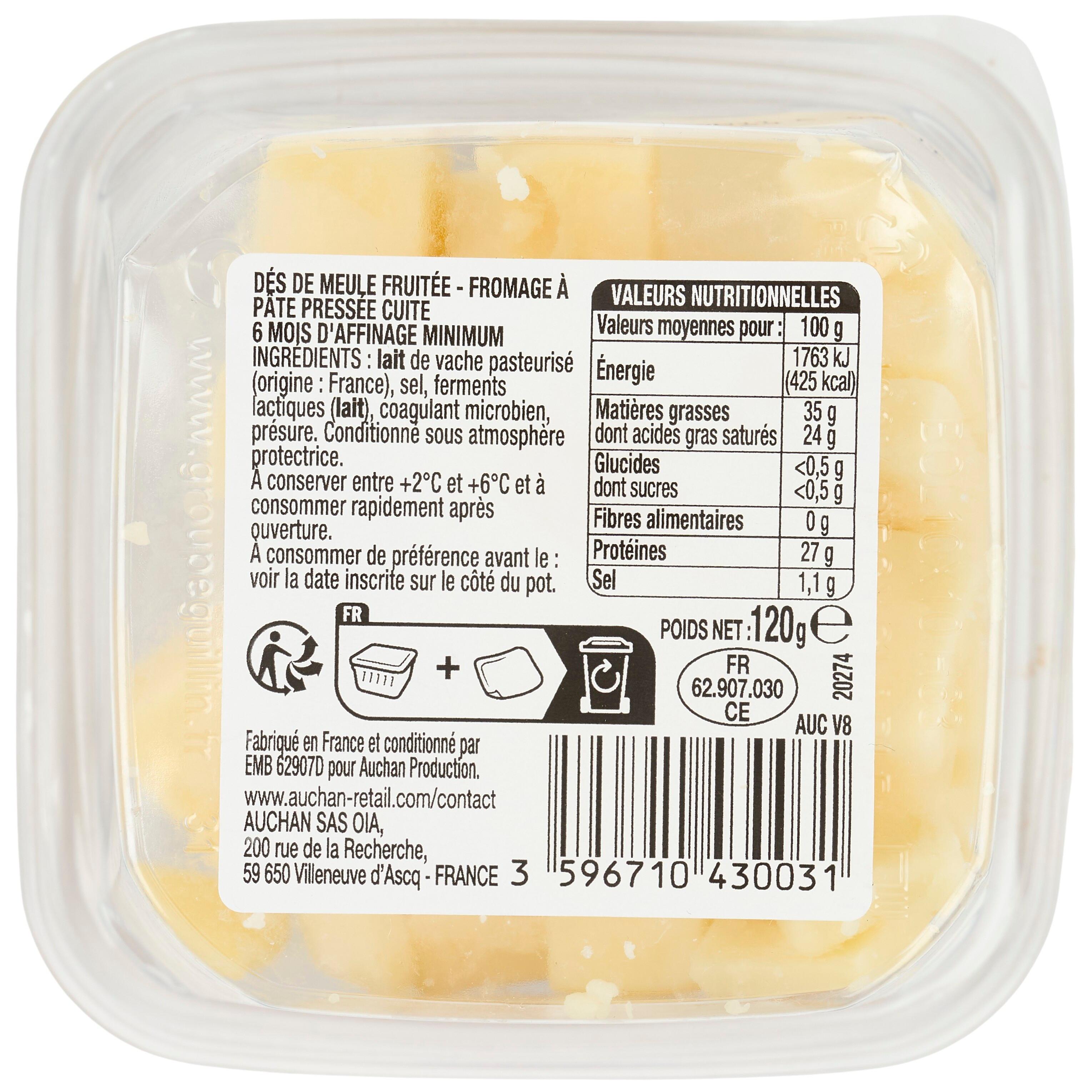 Voir la diapositive 3 : AUCHAN Dès de meule fruitée 120g