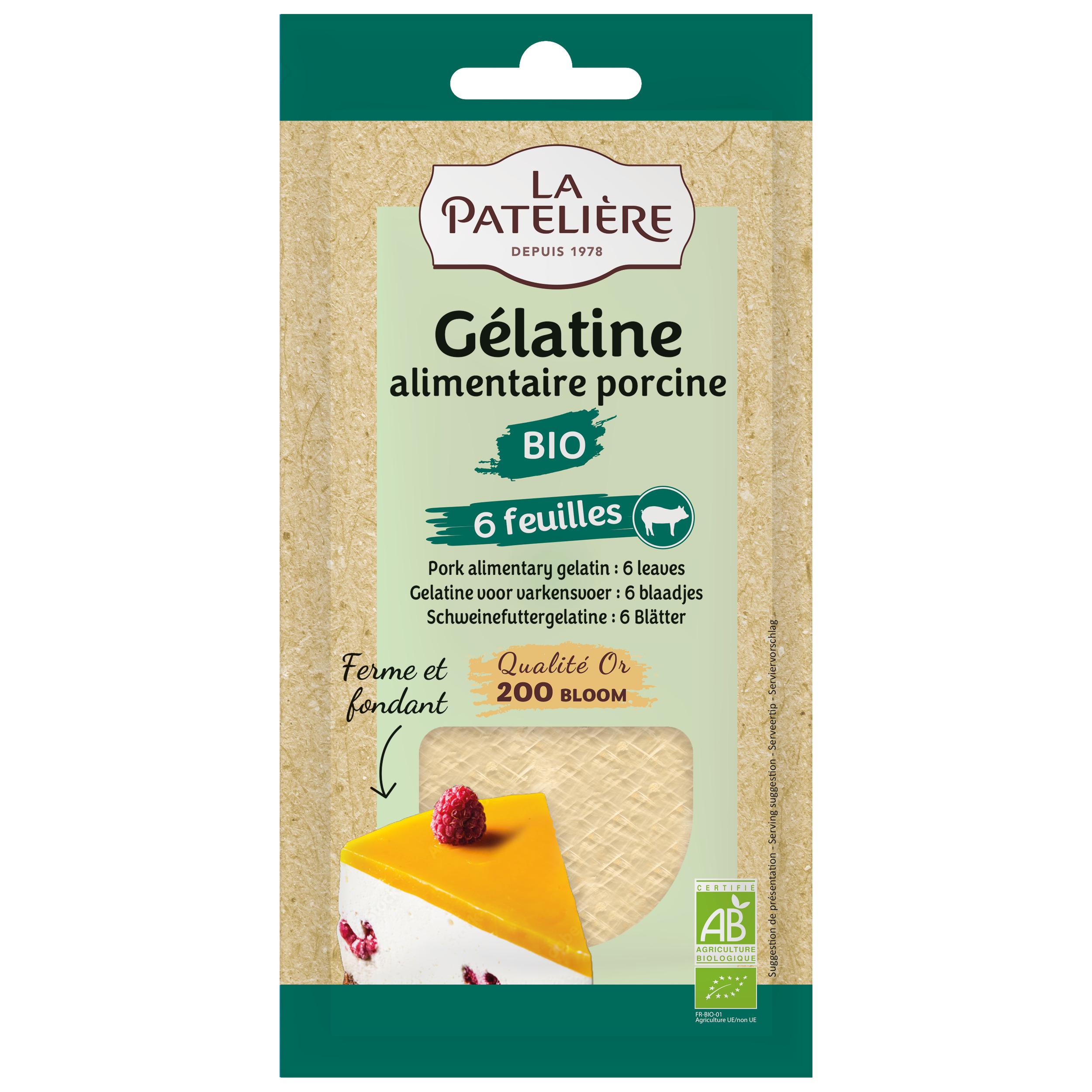 Voir la diapositive 2 : LA PATELIERE Gélatine alimentaire bio 6 feuilles 11g