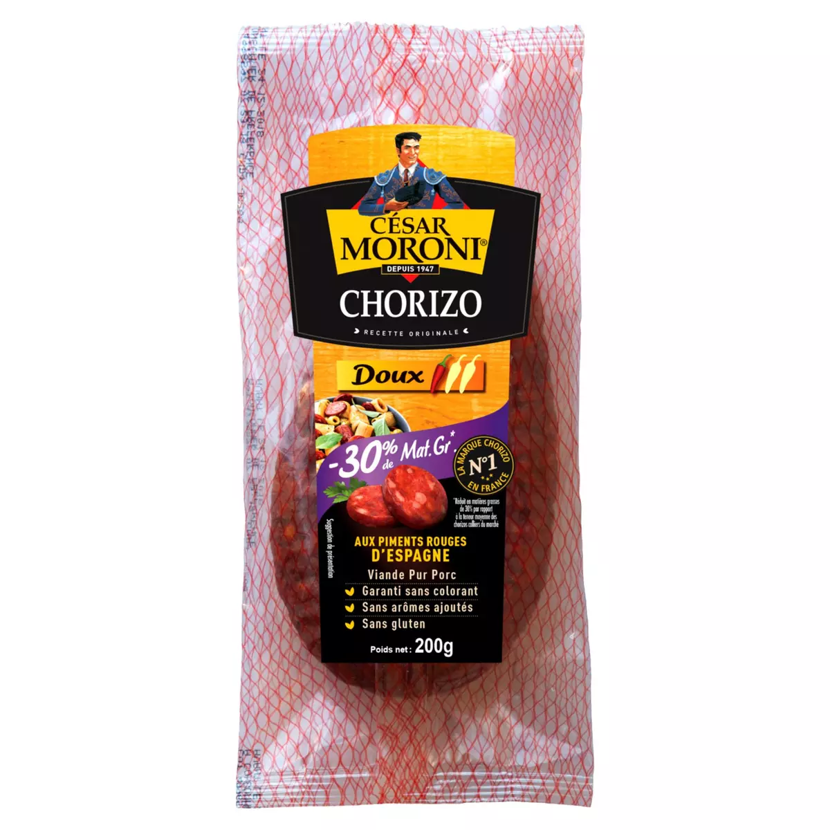 MORONI Chorizo doux -30% MG 200g