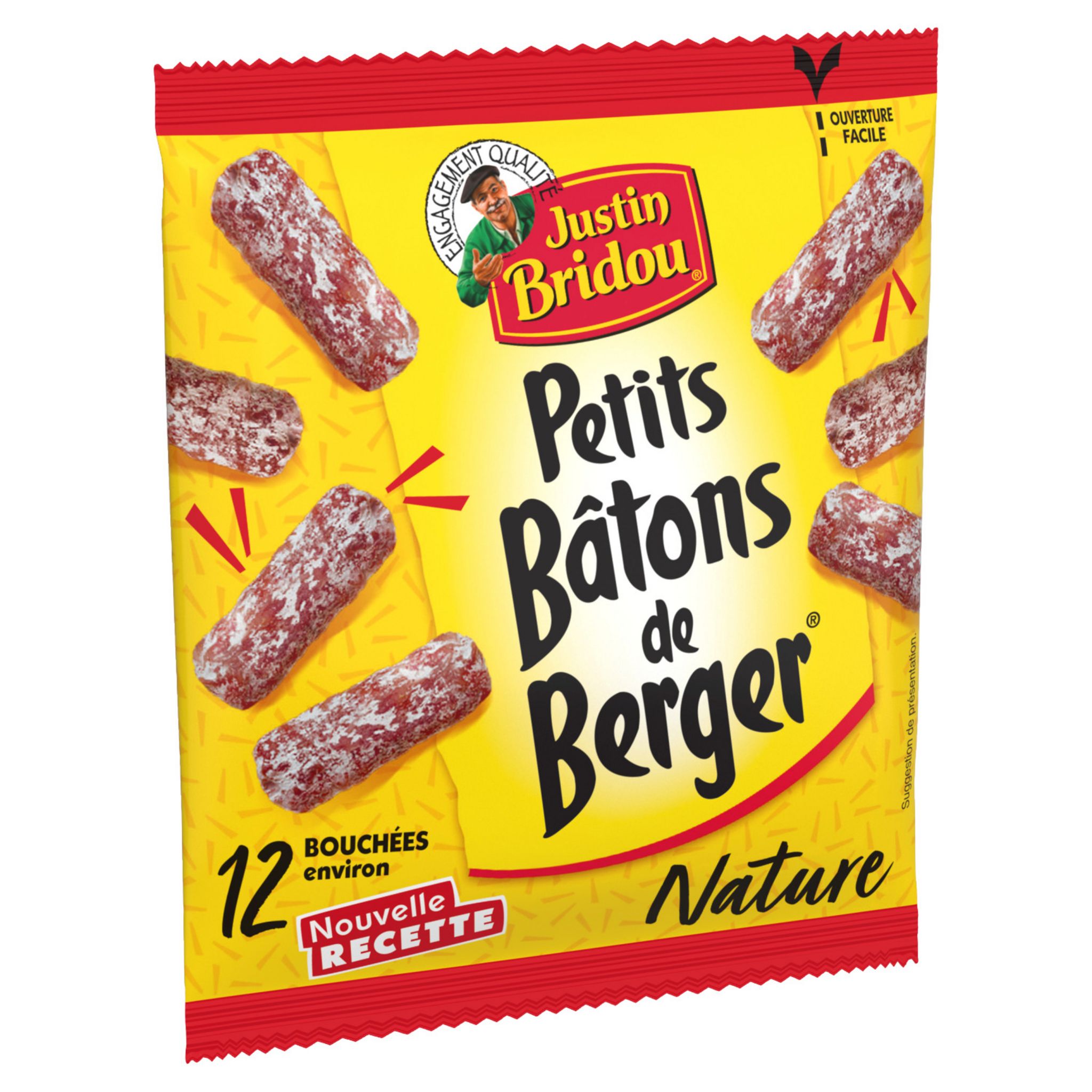 Voir la diapositive 2 : JUSTIN BRIDOU Petits bâtons de berger saucissons secs nature 12 pièces 75g