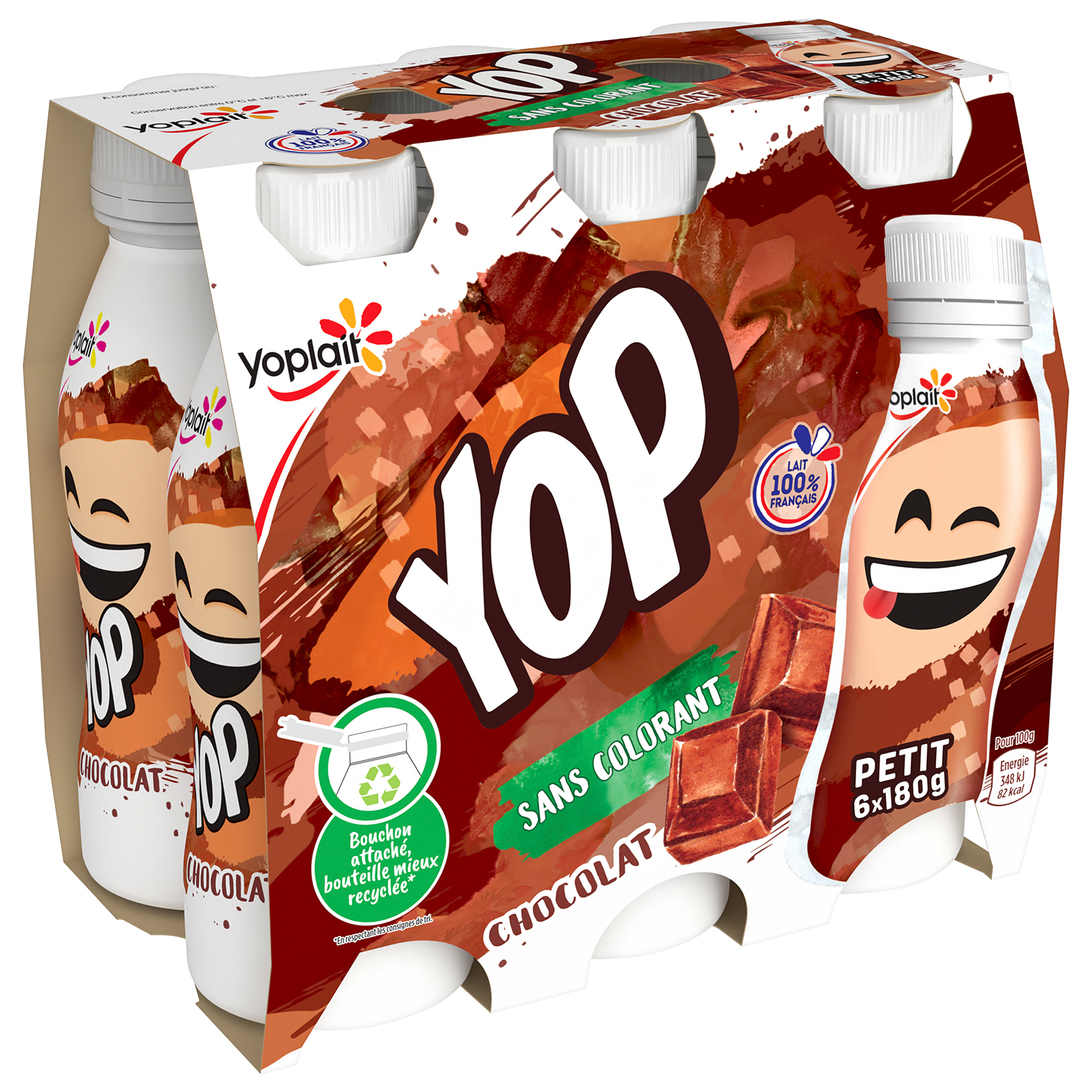 Voir la diapositive 2 : PTIT YOP Yaourt à boire au chocolat 6x180g