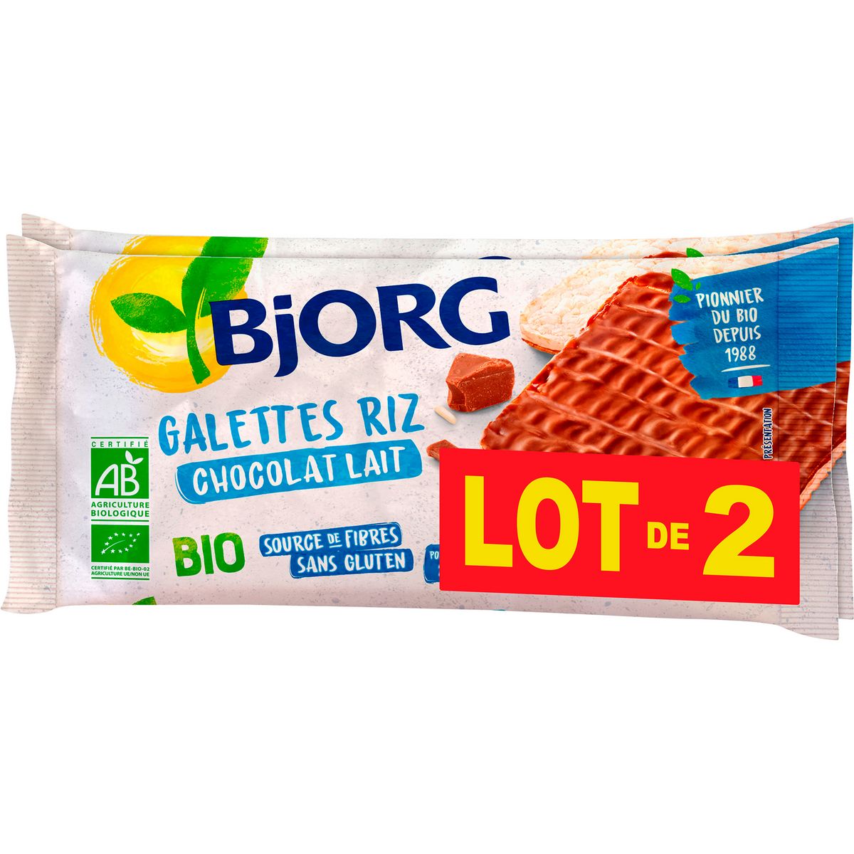 BJORG Galettes de riz chocolat au lait bio 2x90g