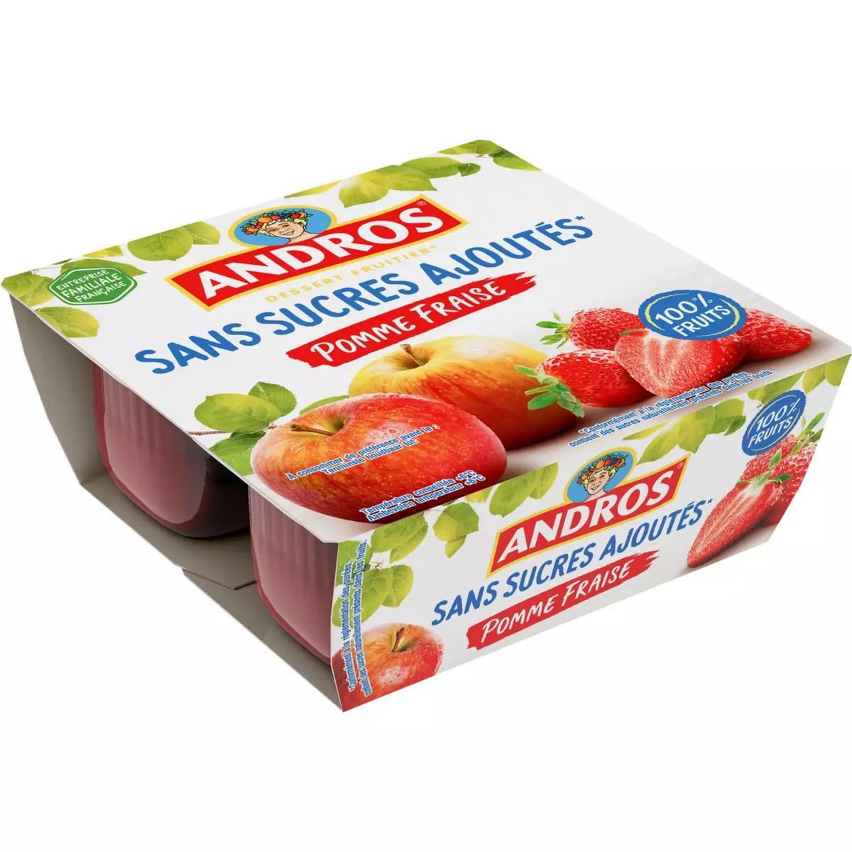 ANDROS Spécialité pomme fraise sans sucres ajoutés 4x100g