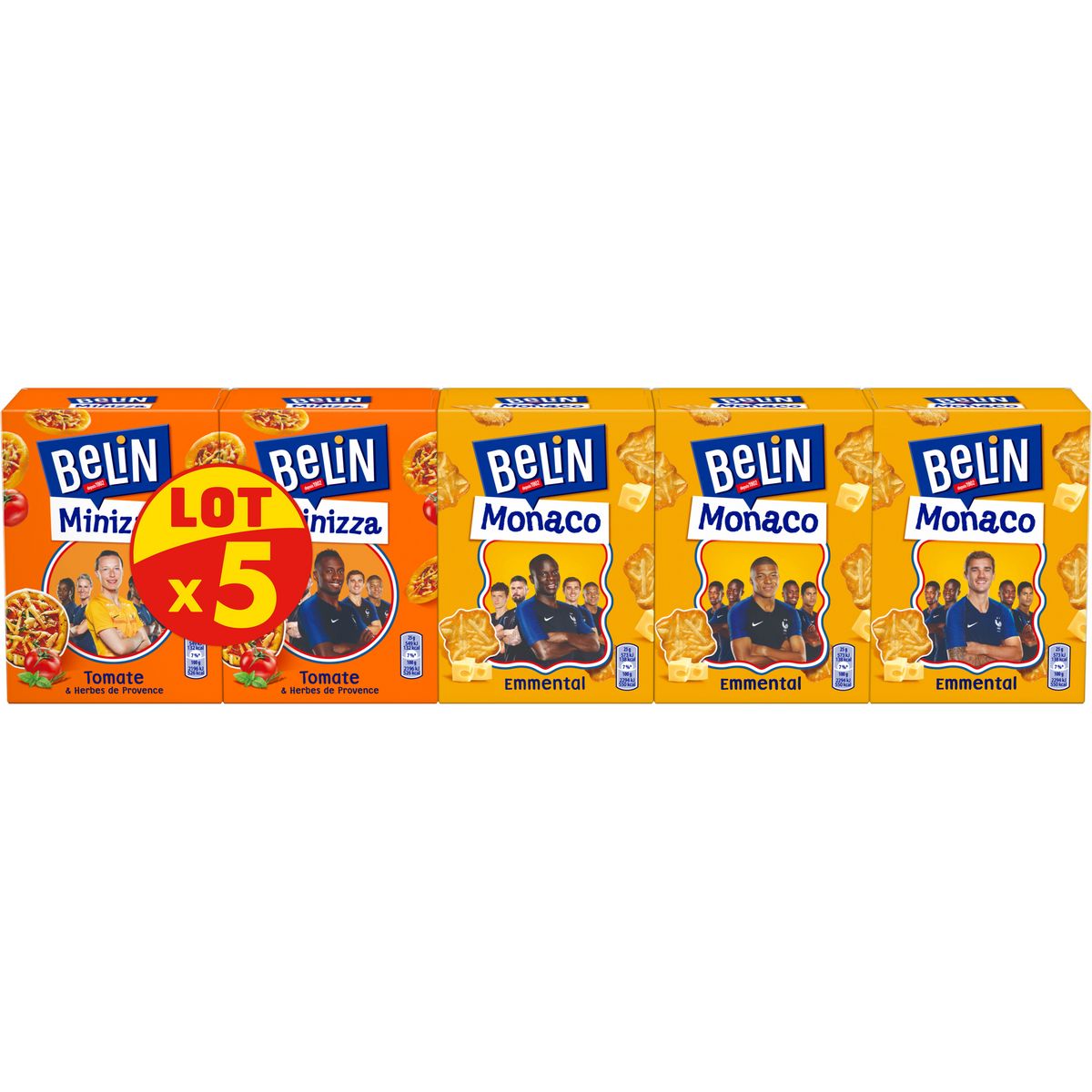 BELIN Assortiment biscuits apéritfs minizza monaco  5 boîtes 470g