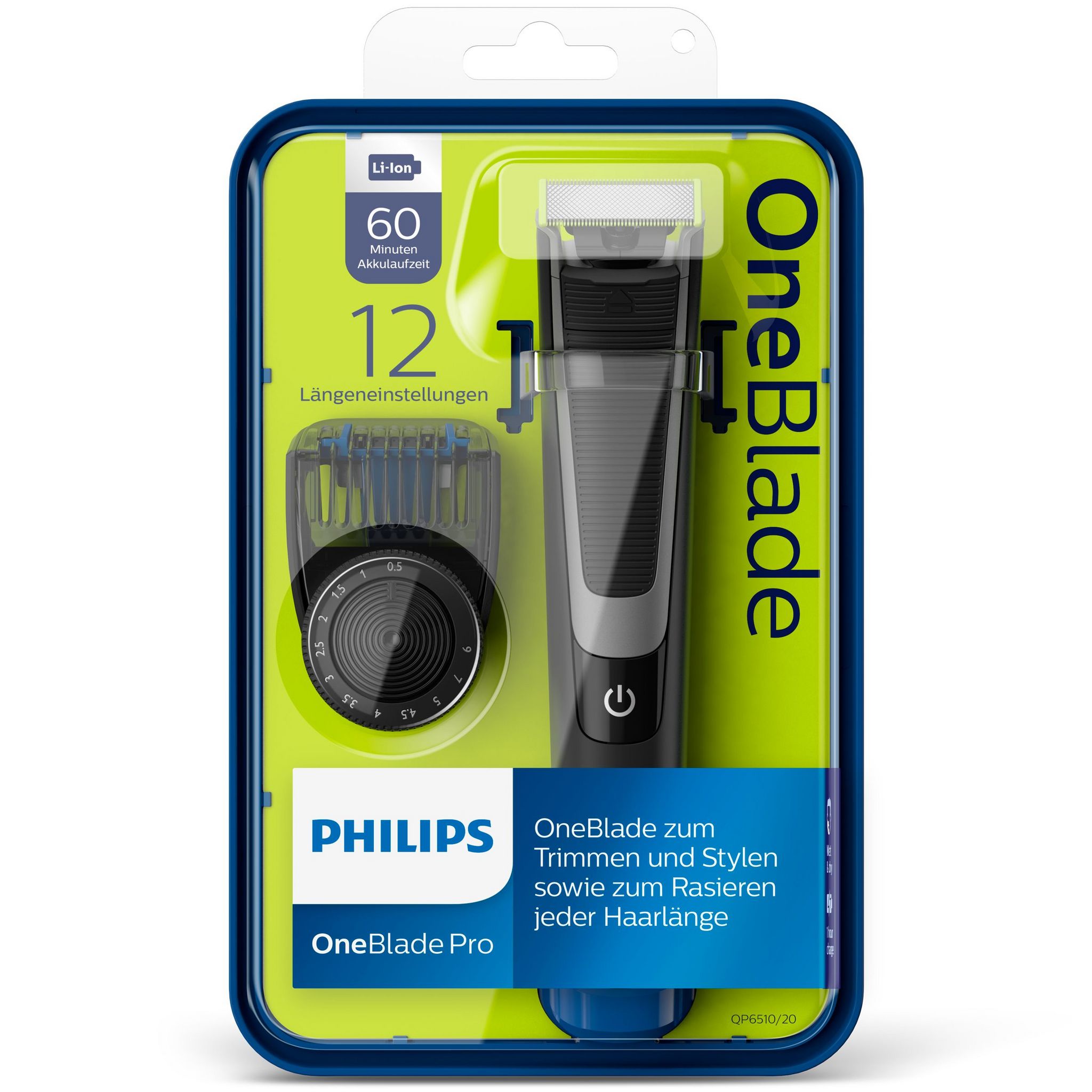Voir la diapositive 14 : PHILIPS Tondeuse barbe sans fil QP6510/20 OneBlade Pro - Noir