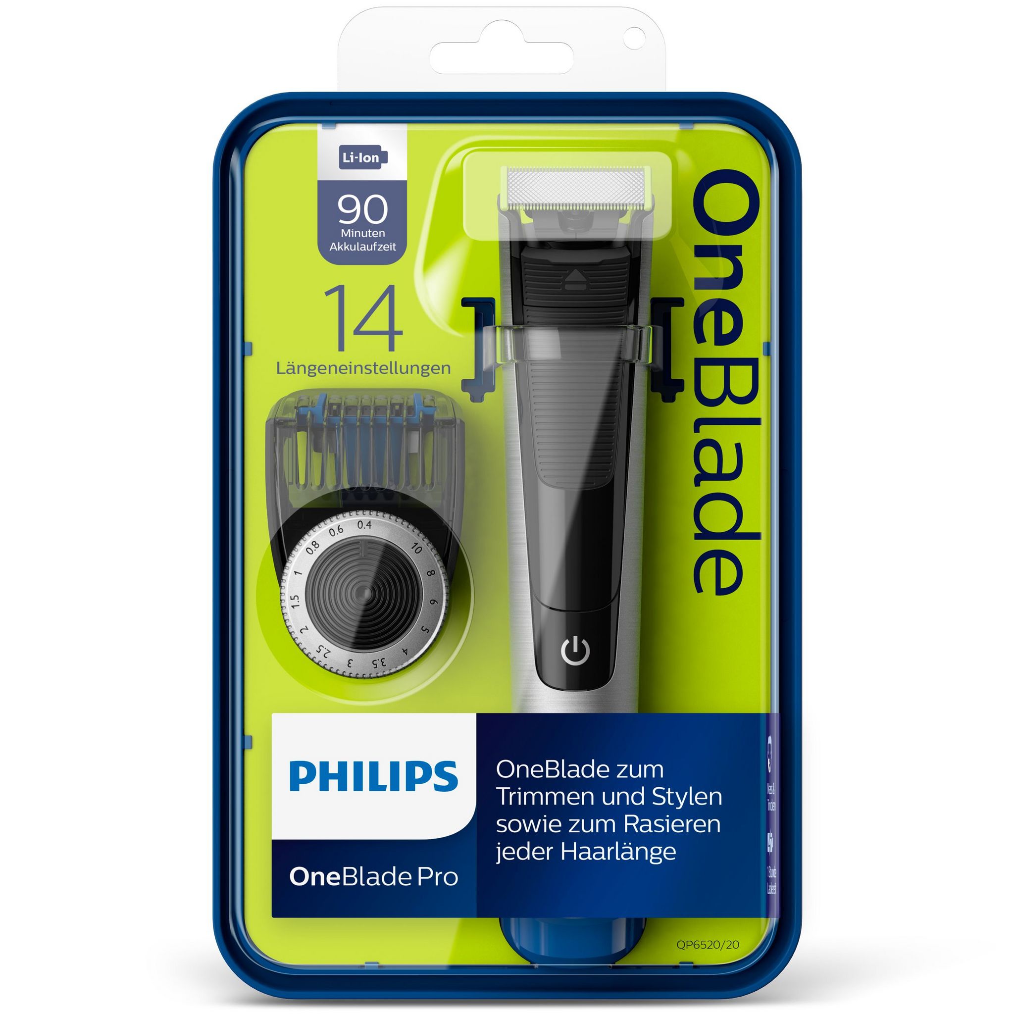 Voir la diapositive 11 : PHILIPS Tondeuse barbe sans fil QP6520/20 One Blade Pro - Noir et Argent