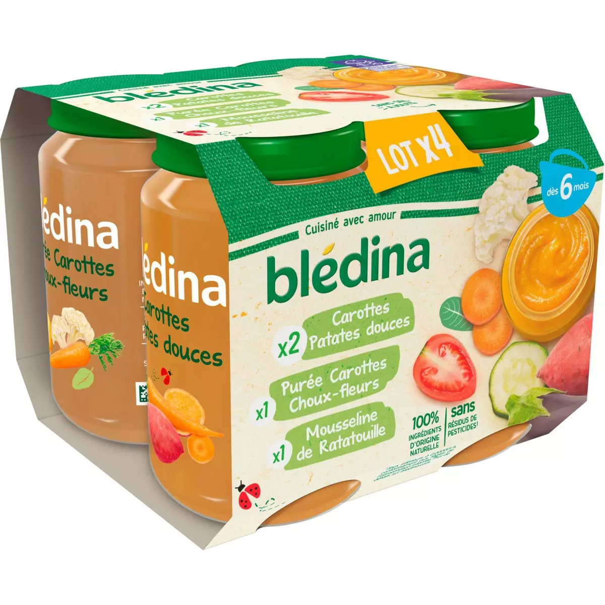 BLEDINA Petits pots 3 variétés de légumes dès 6 mois 4x200g