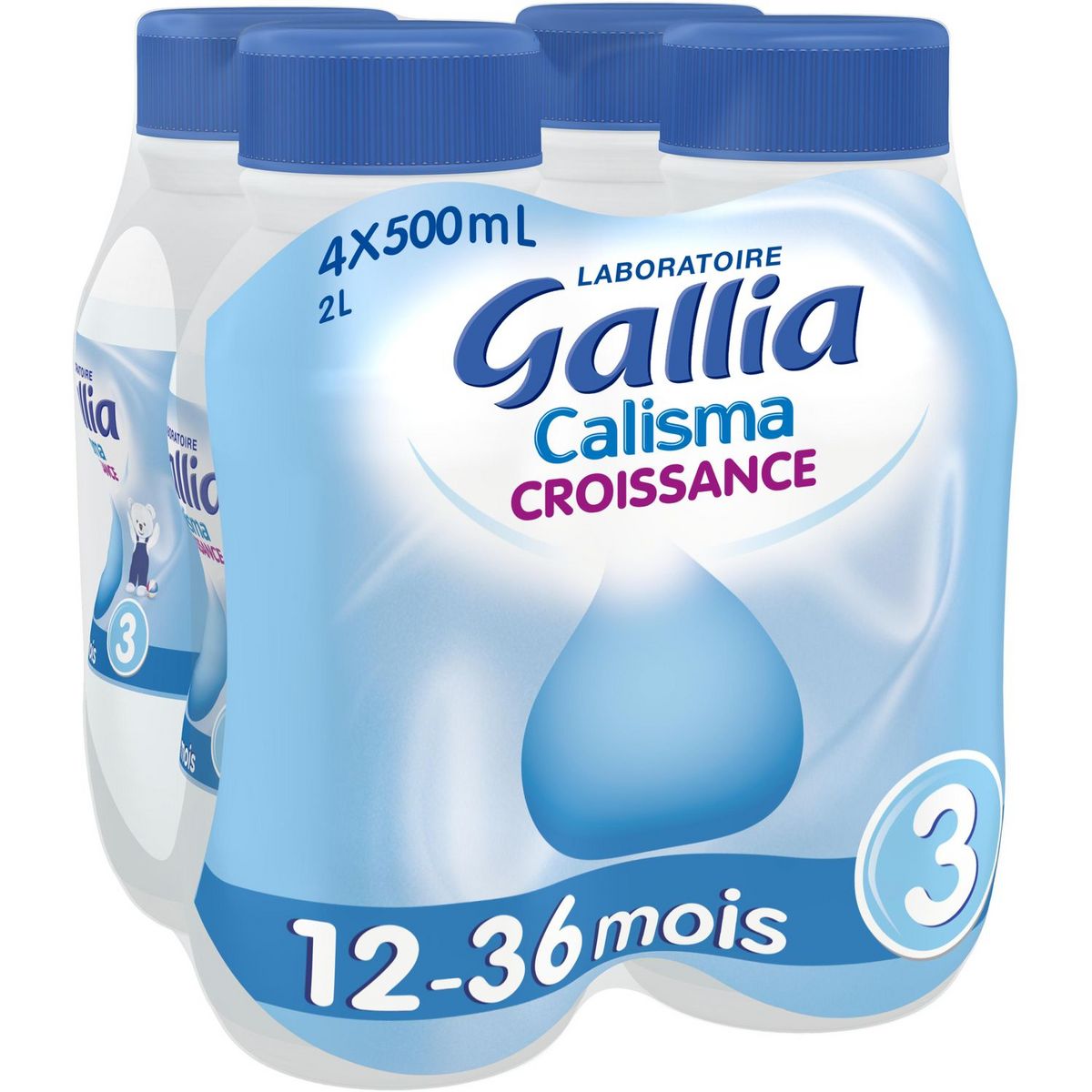 GALLIA Calisma lait de croissance 3 liquide sans sucres ajoutés dès 12 mois 4x500ml