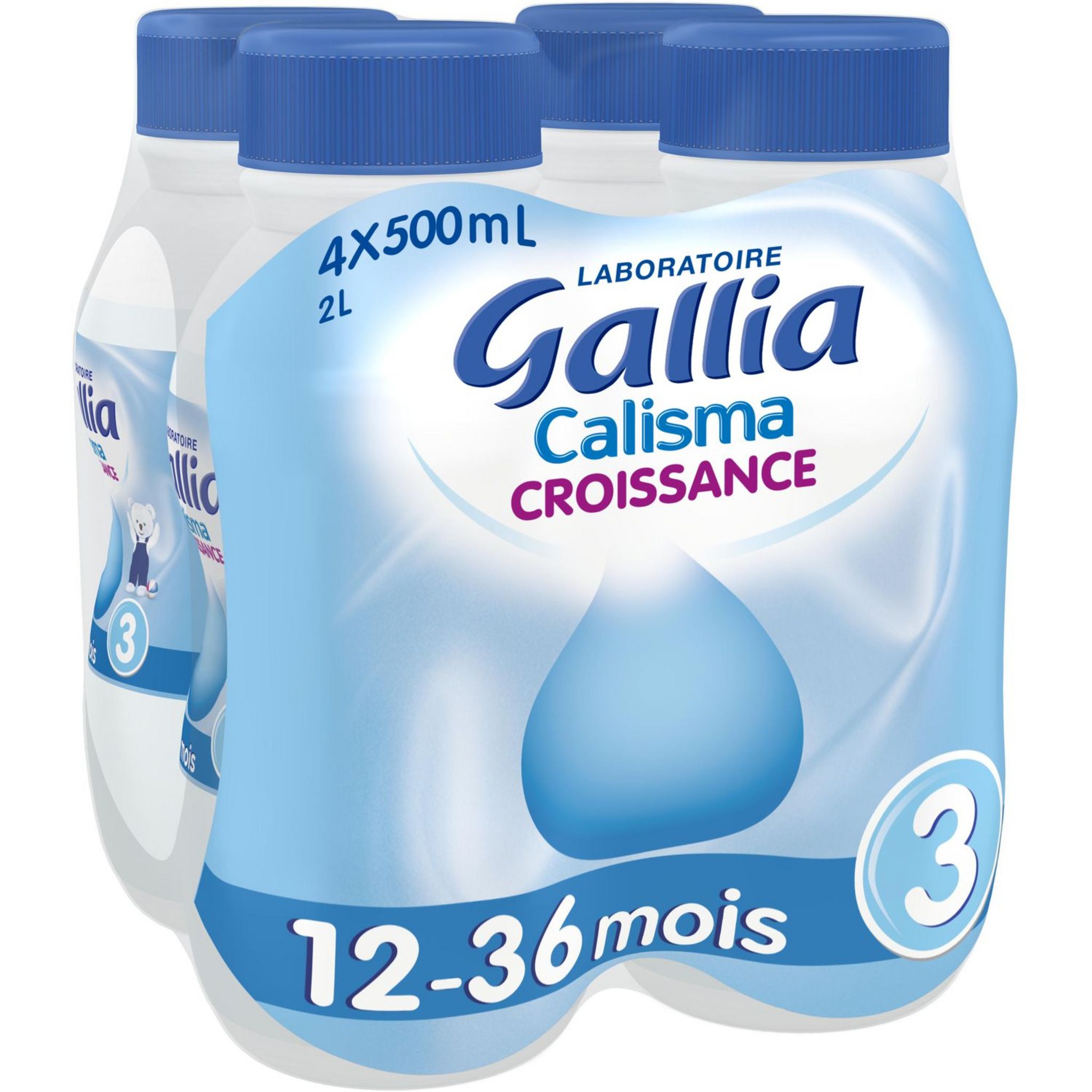 Voir la diapositive 3 : GALLIA Calisma lait de croissance 3 liquide sans sucres ajoutés dès 12 mois 4x500ml