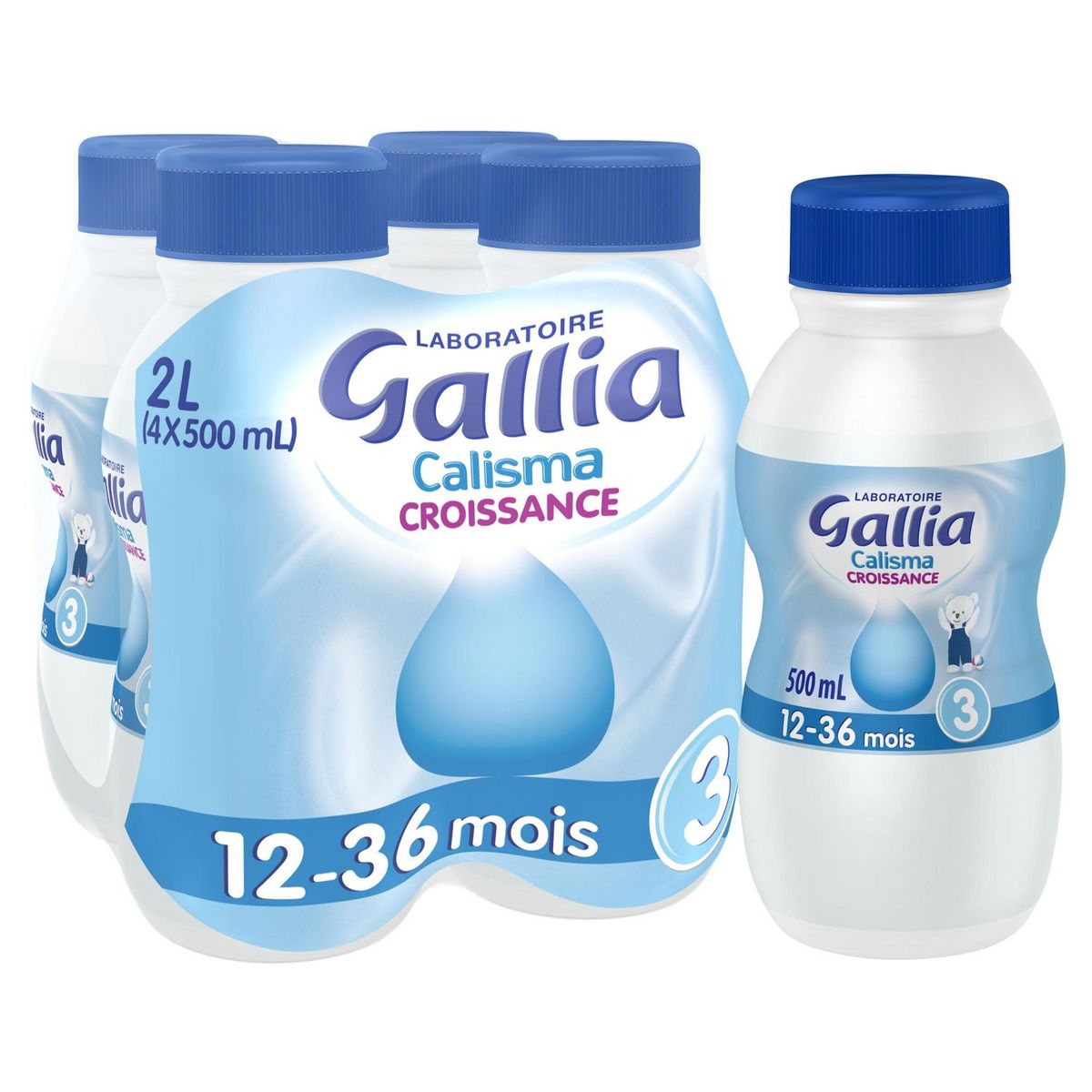 GALLIA Calisma lait de croissance 3 liquide sans sucres ajoutés dès 12 mois 4x500ml