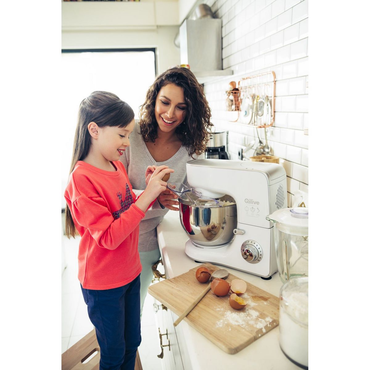 QILIVE Robot pâtissier multifonction avec hachoir Q.5101 - Blanc