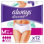 ALWAYS Discreet culottes incontinence normal taille M 12 culottes
