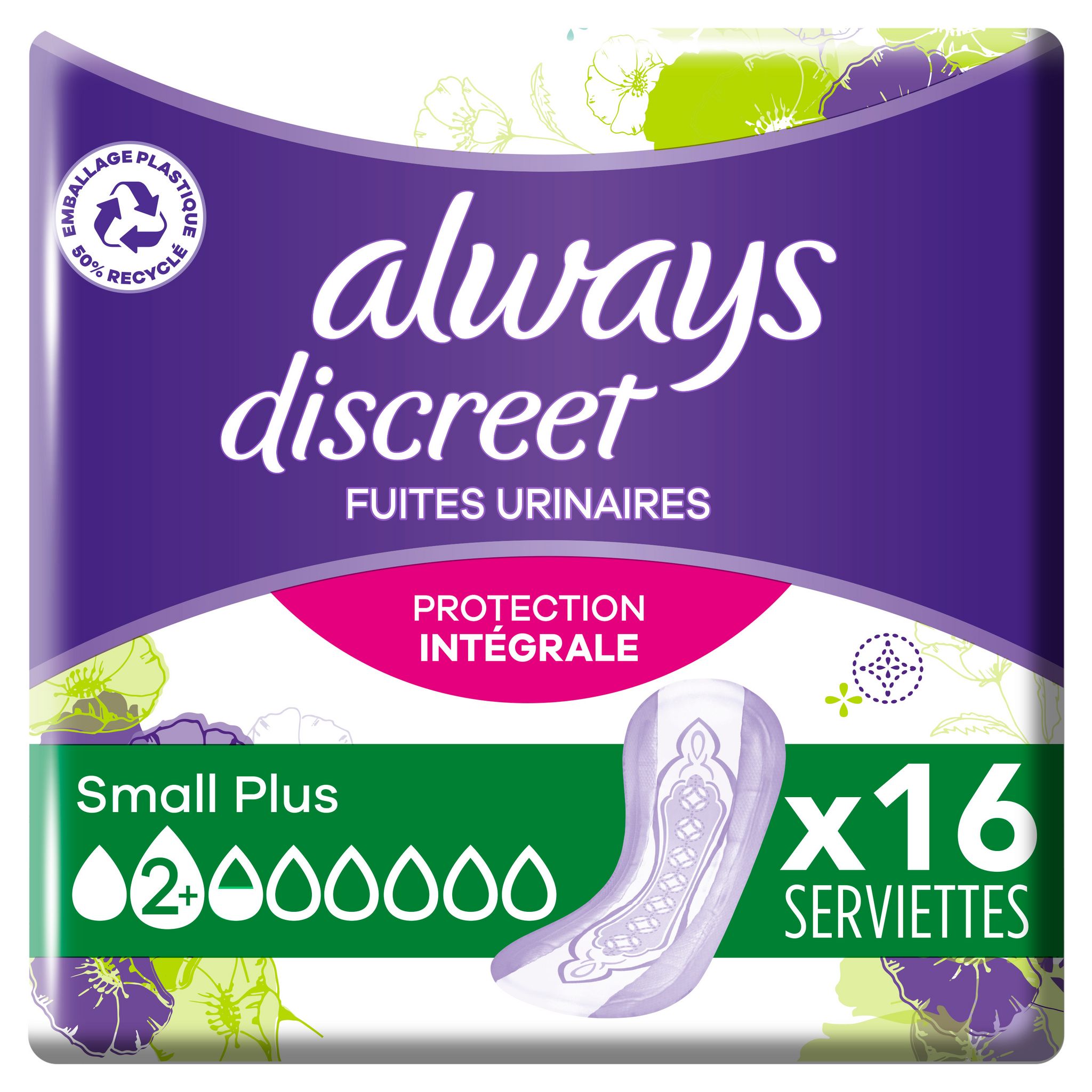 ALWAYS Discreet protection pour fuites urinaires small plus 16 protections