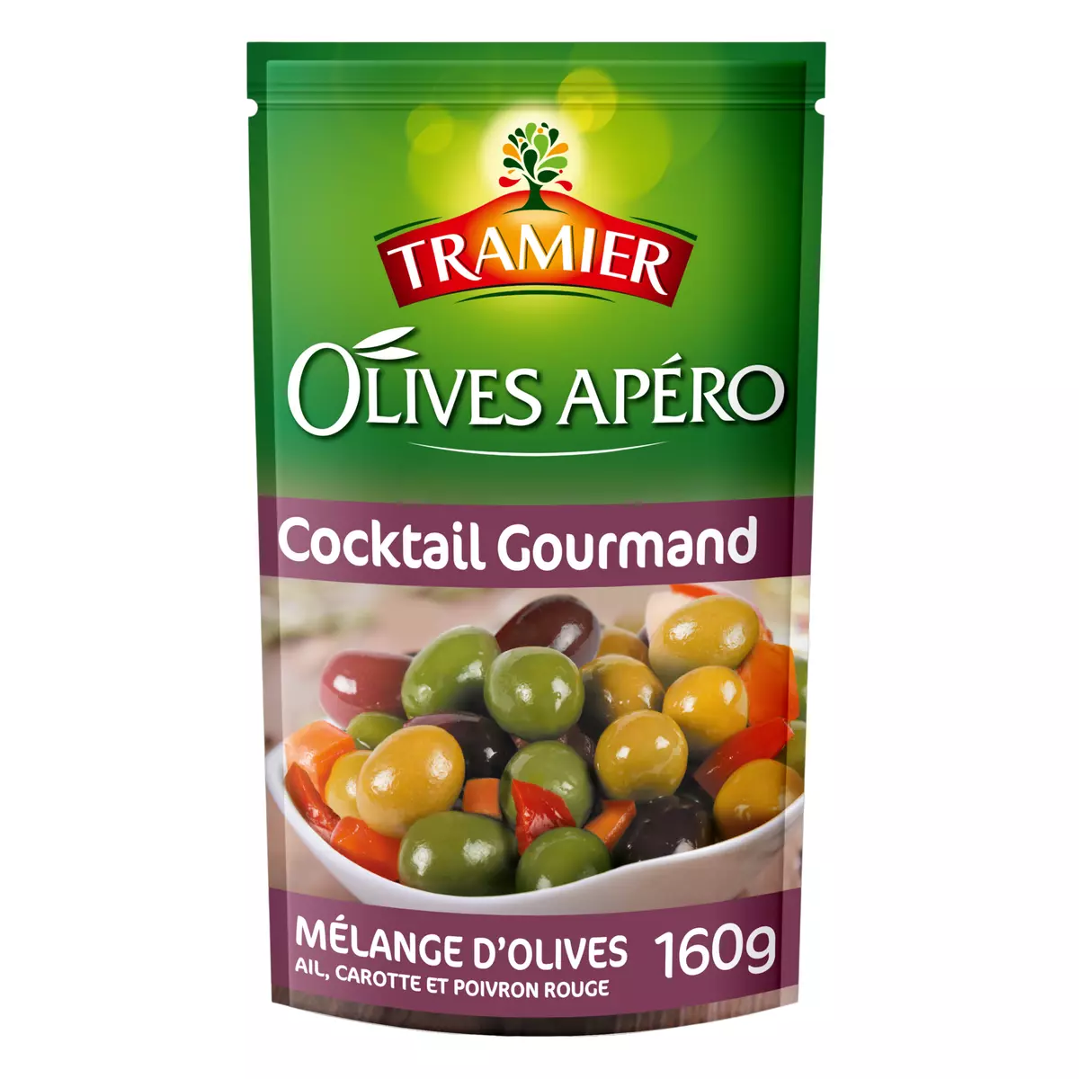TRAMIER Olives apéro cocktail gourmand en sachet 160g