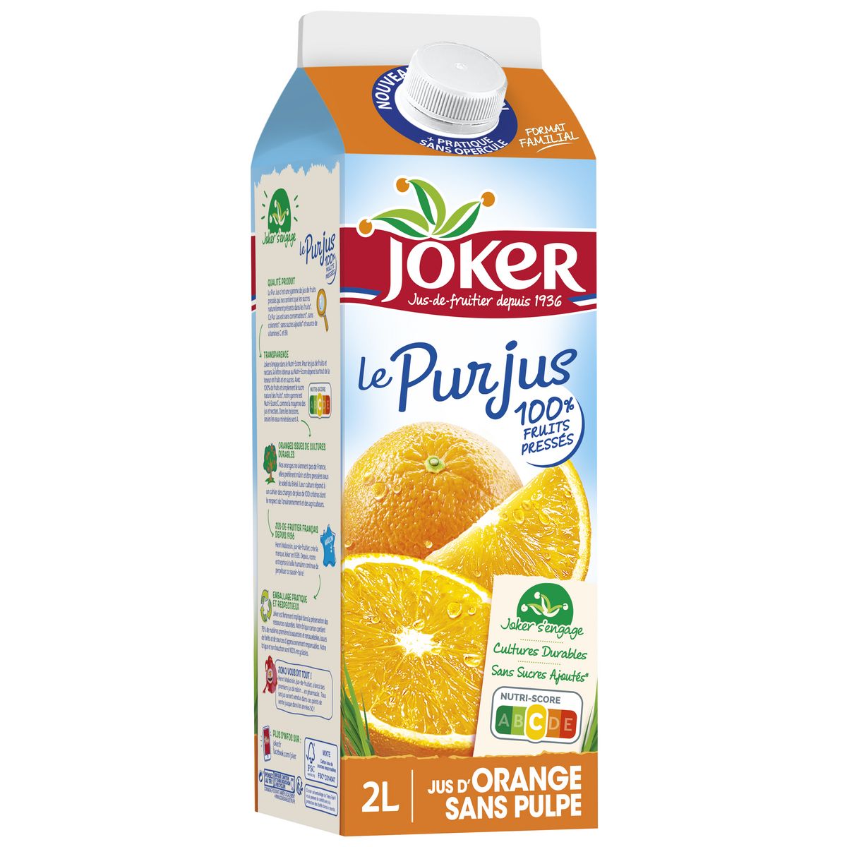 JOKER Pur jus d'orange sans pulpe 2l