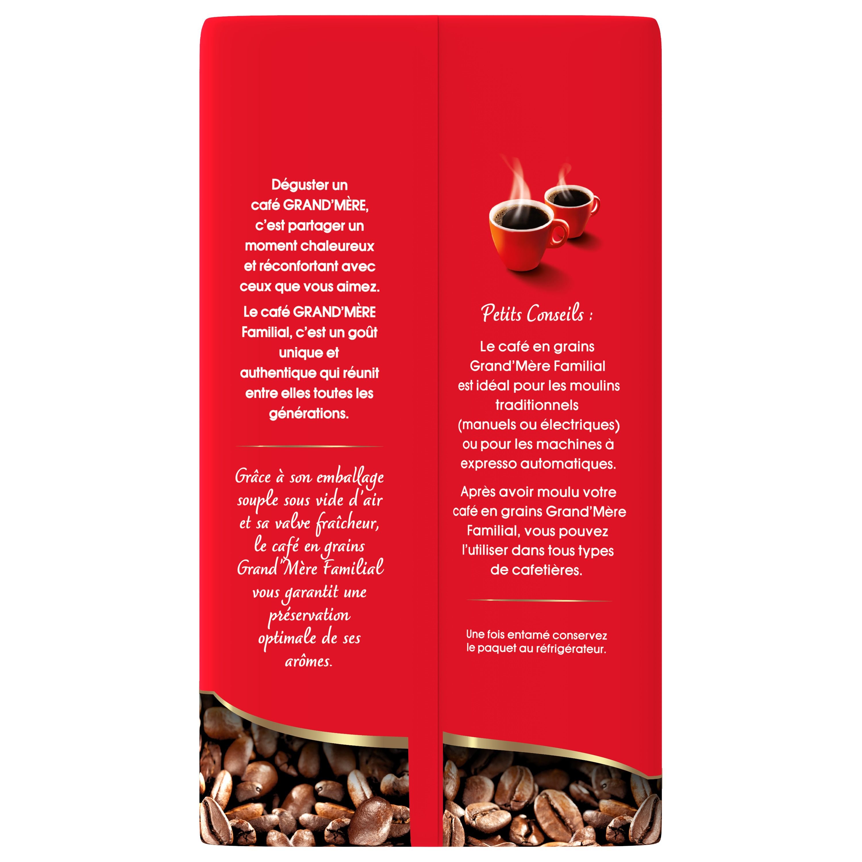 Voir la diapositive 2 : GRAND'MERE Café en grains familial 1kg