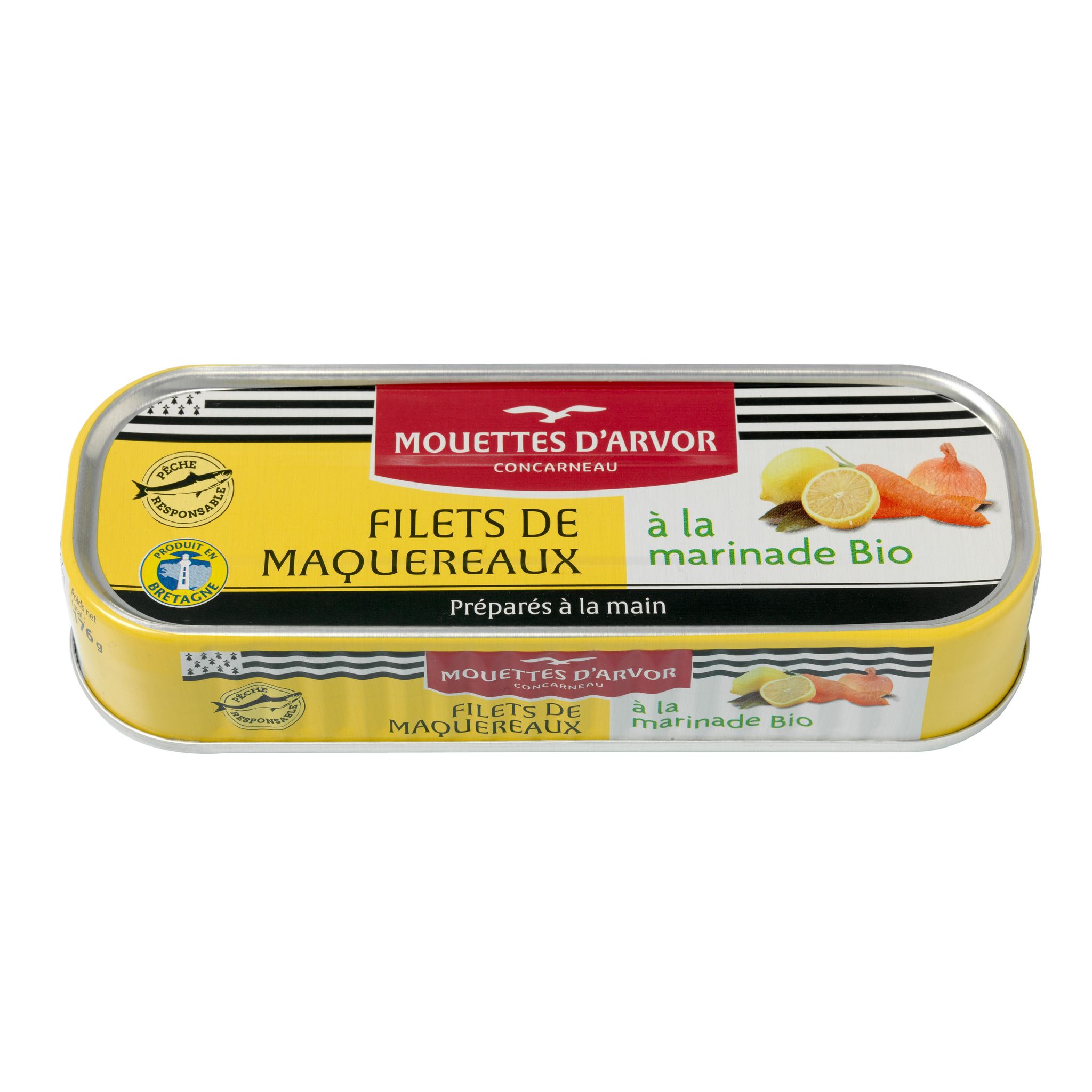 MOUETTES D'ARVOR Filets de maquereaux à la marinade bio 176g