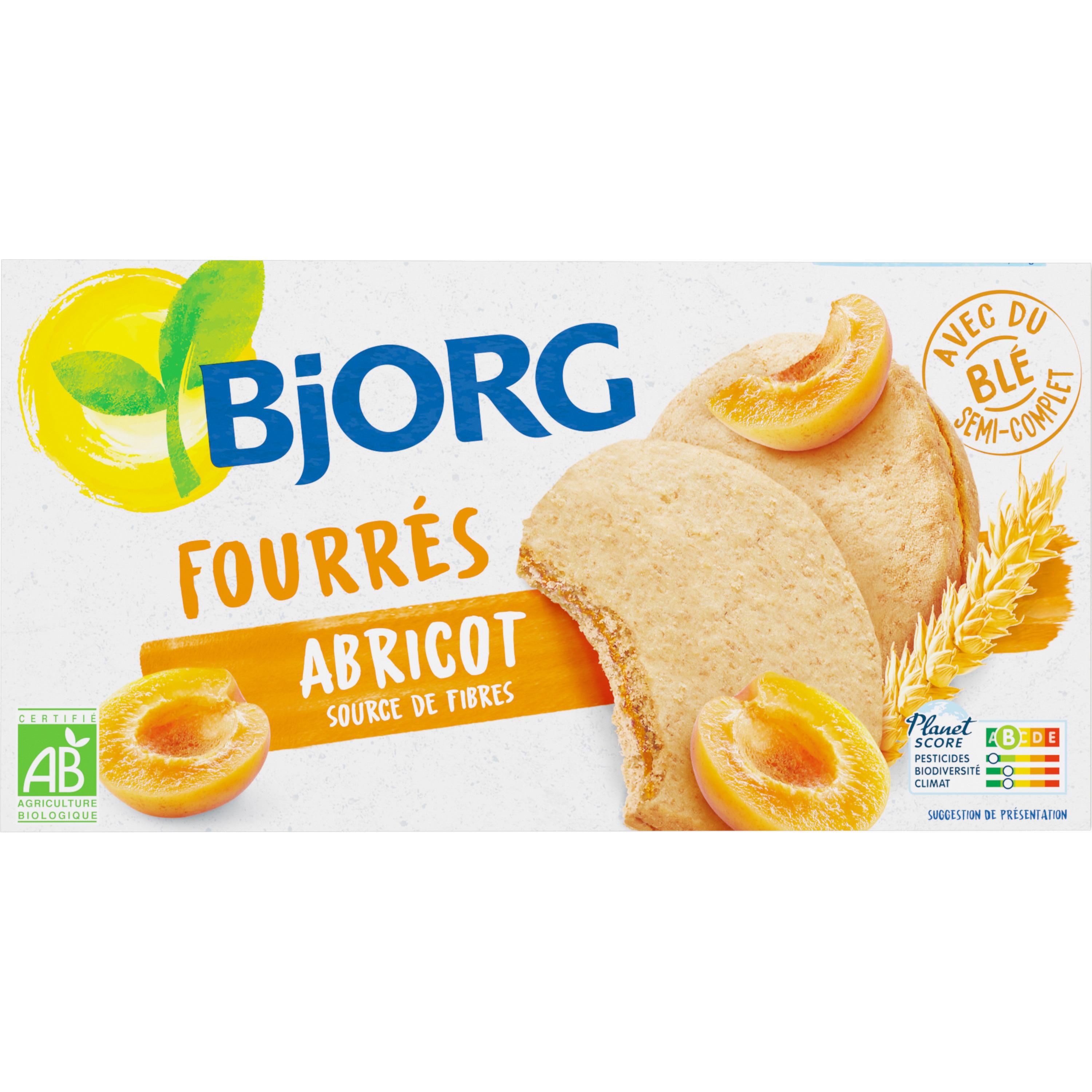 Voir la diapositive 2 : BJORG Bicuits bio fourrés à l'abricot, sans huile de palme 175g