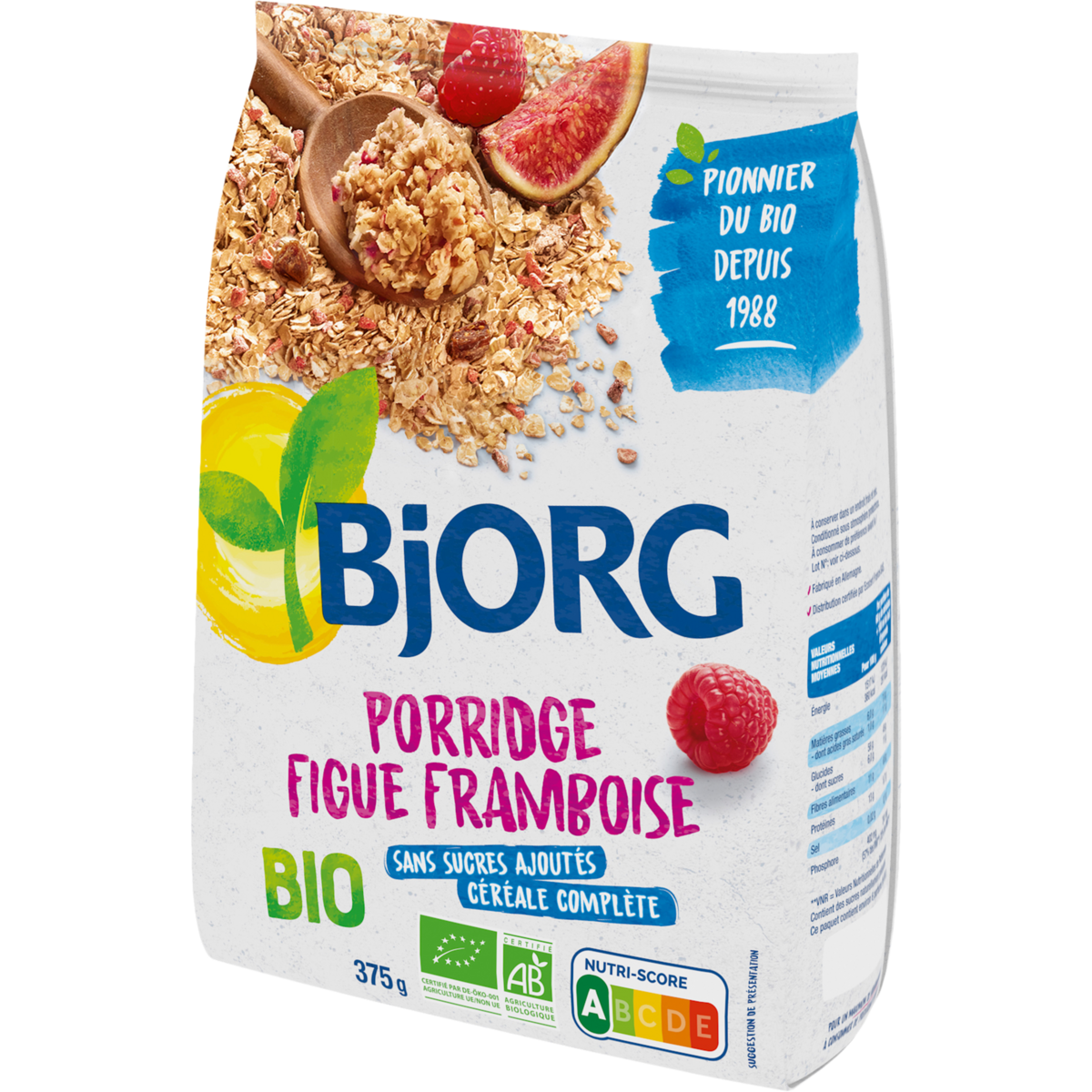 BJORG Porridge bio à la figue et à la framboise 375g