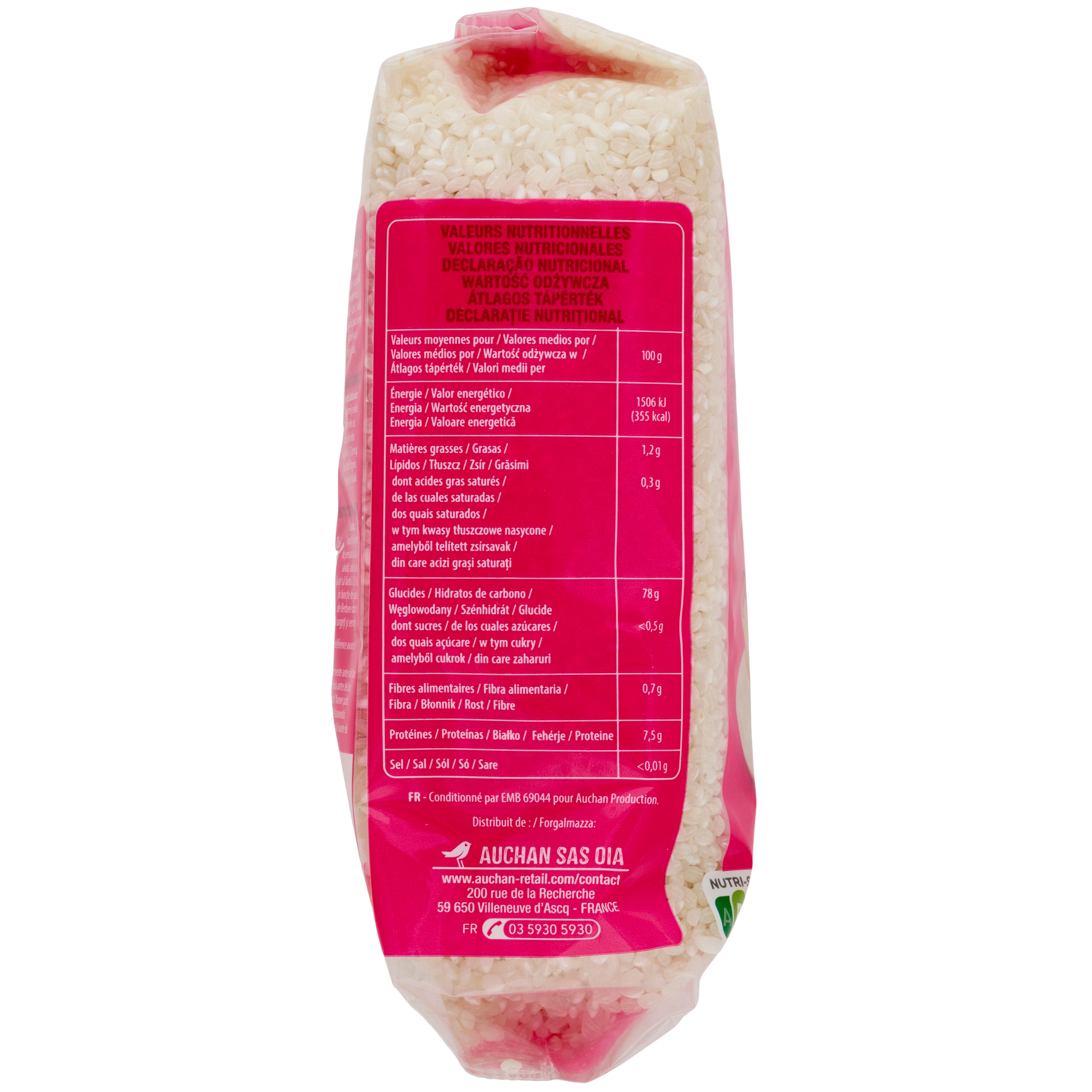 Voir la diapositive 2 : AUCHAN Riz rond pour dessert 1kg