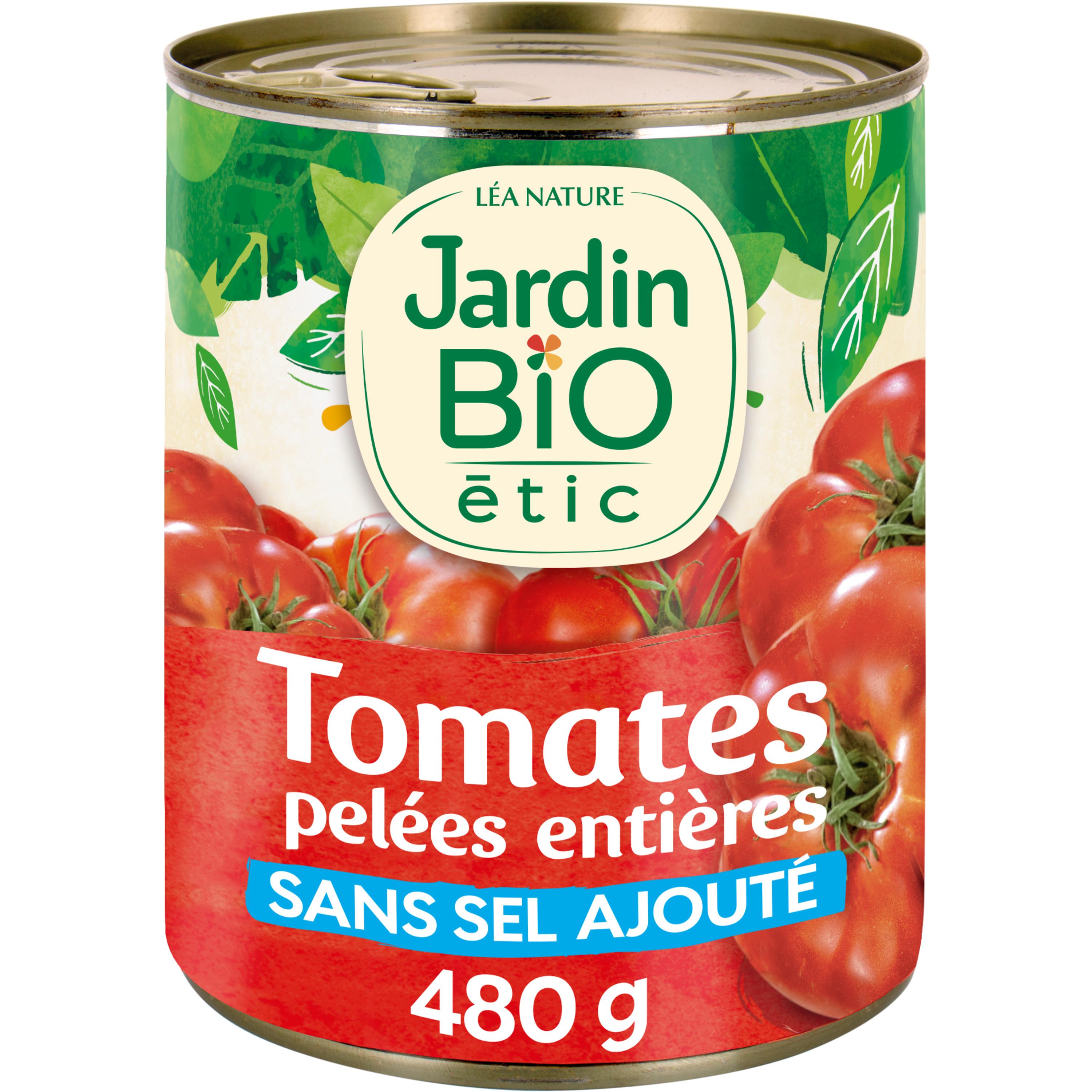 Voir la diapositive 2 : JARDIN BIO ETIC Tomates pelées entières au jus 800g