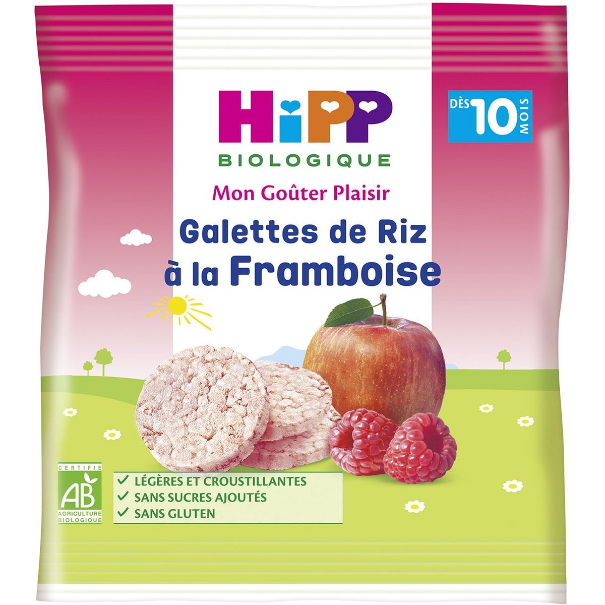 HIPP Mon goûter plaisir galettes de riz à la framboise bio dès 10 mois 30g