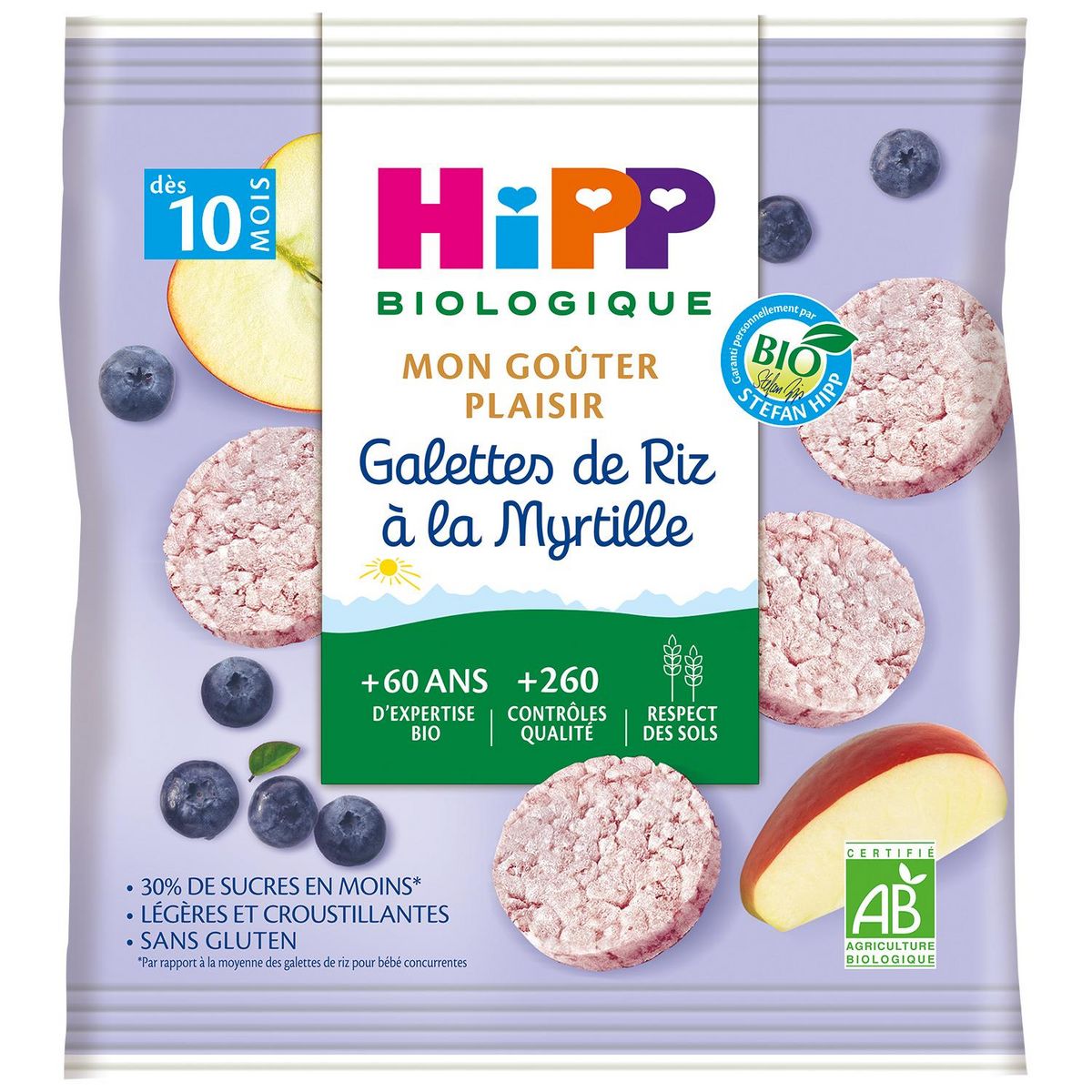 HIPP Mon goûter plaisir Galette de riz à la myrtille bio dès 10 mois 30g