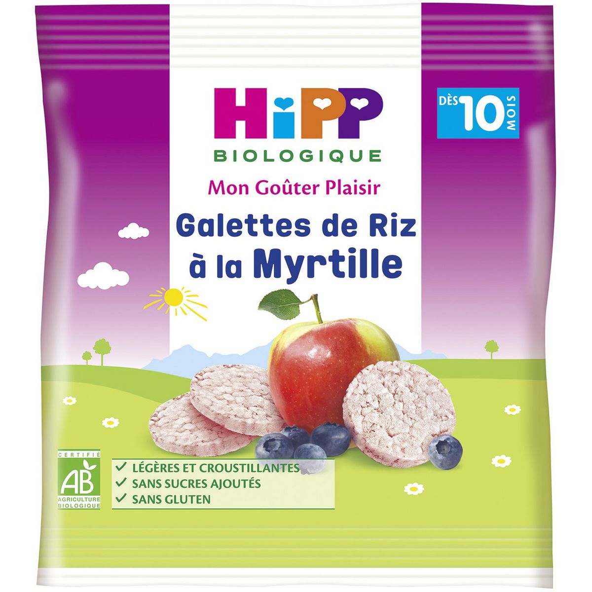 HIPP Mon goûter plaisir Galette de riz à la myrtille bio dès 10 mois 30g