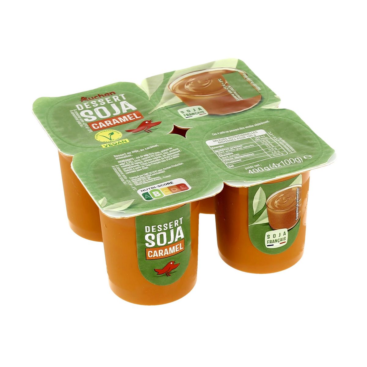 AUCHAN Dessert au soja et caramel 4x100g