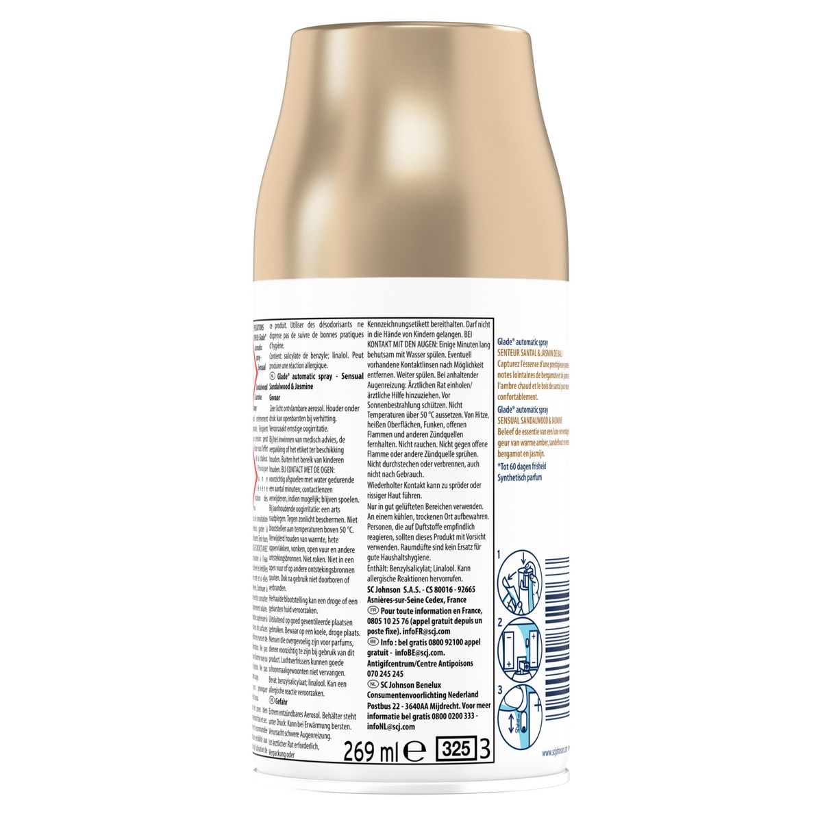 GLADE Recharge pour spray automatique sensual sandalwood jasmin 1 recharge