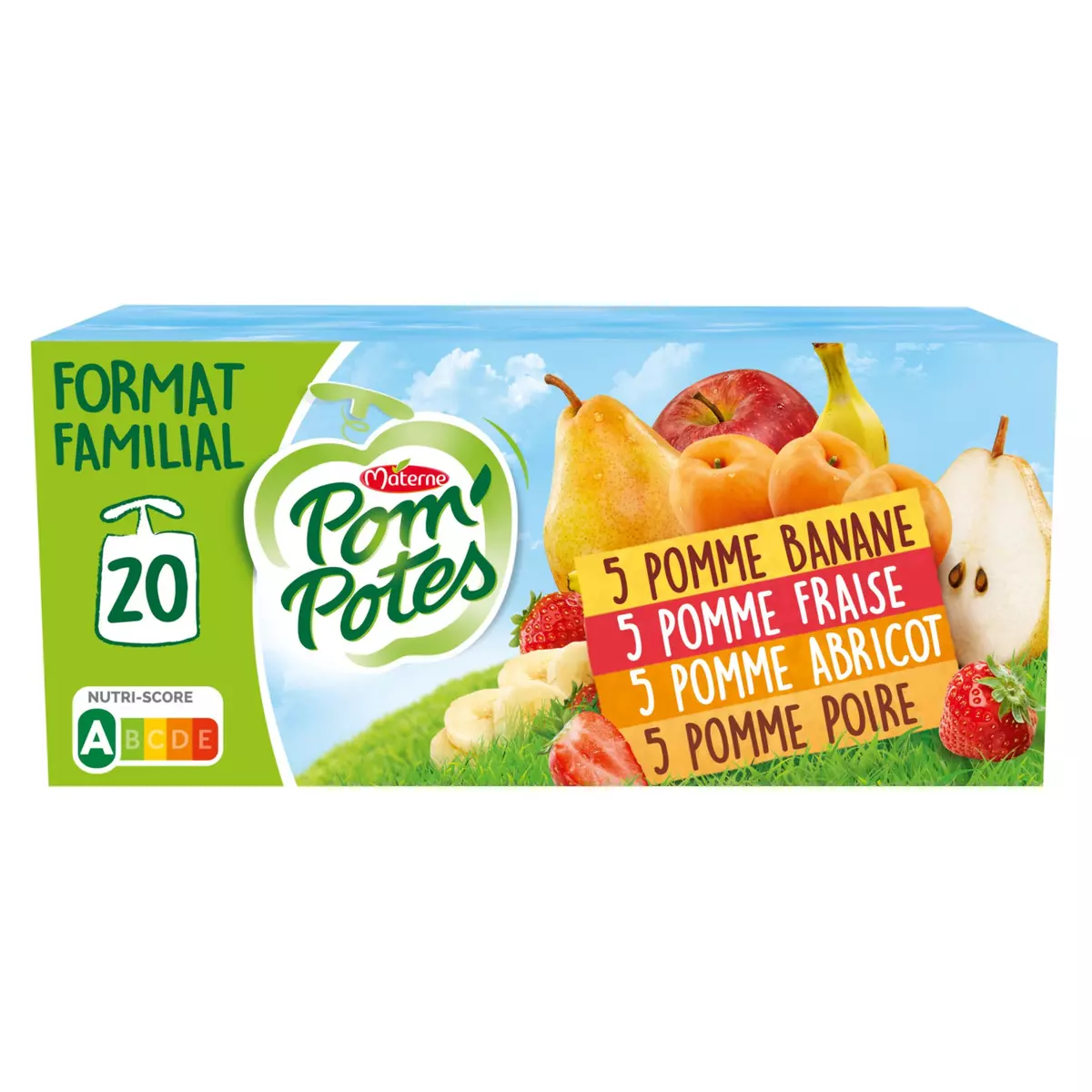 POM'POTES Compote Gourde Sans Sucres Ajoutés Pomme/Pomme Poire/Pomme Banane  Fraise 28x90 g, Vert : : Epicerie