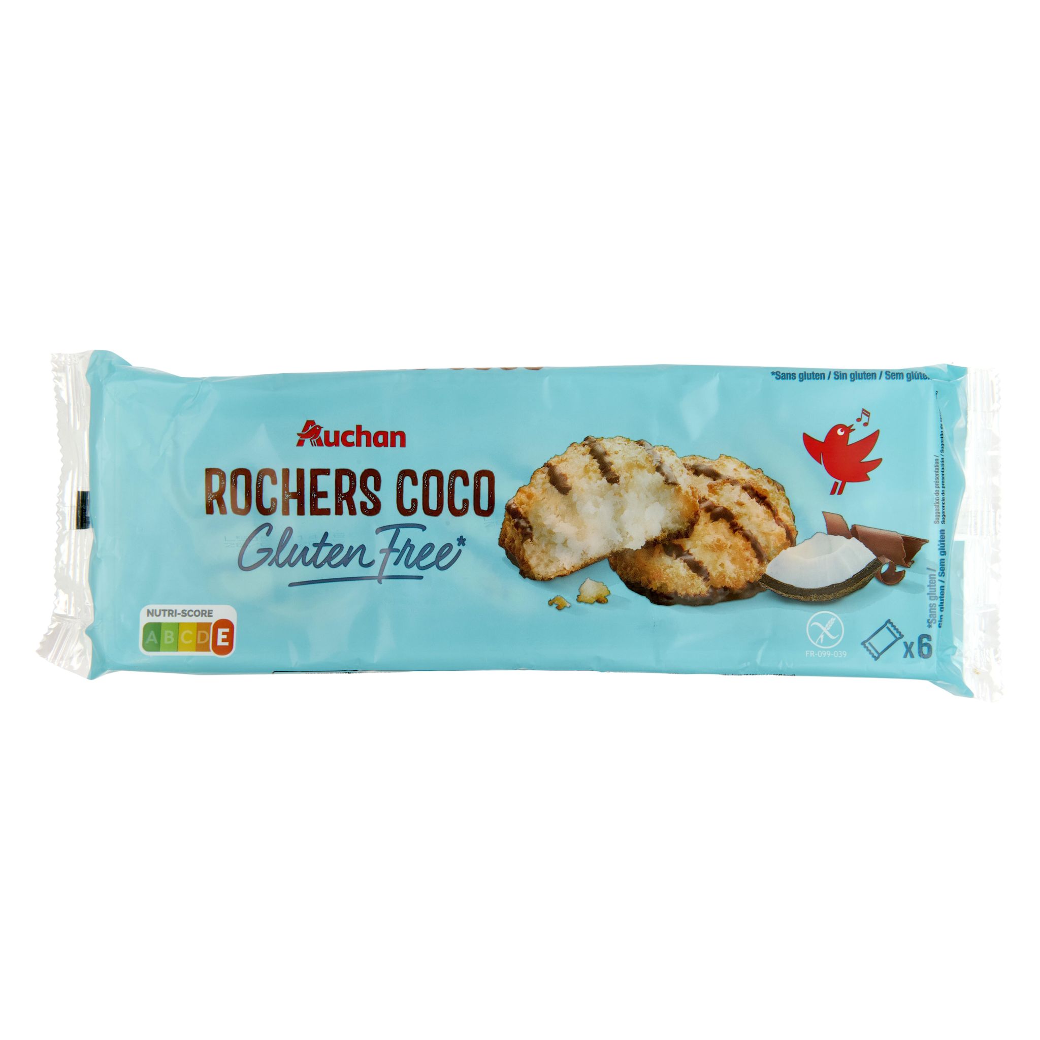 Voir la diapositive 4 : AUCHAN Biscuits rochers coco sans gluten sachets individuels 6 biscuits 240g