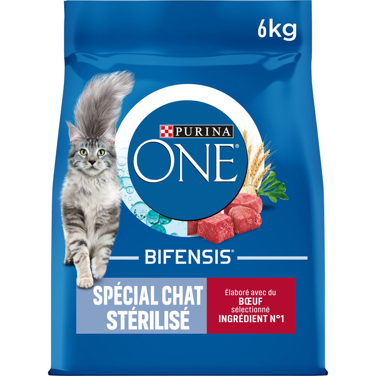 PURINA One bifensis croquettes au boeuf blé pour chat stérilisé 6kg