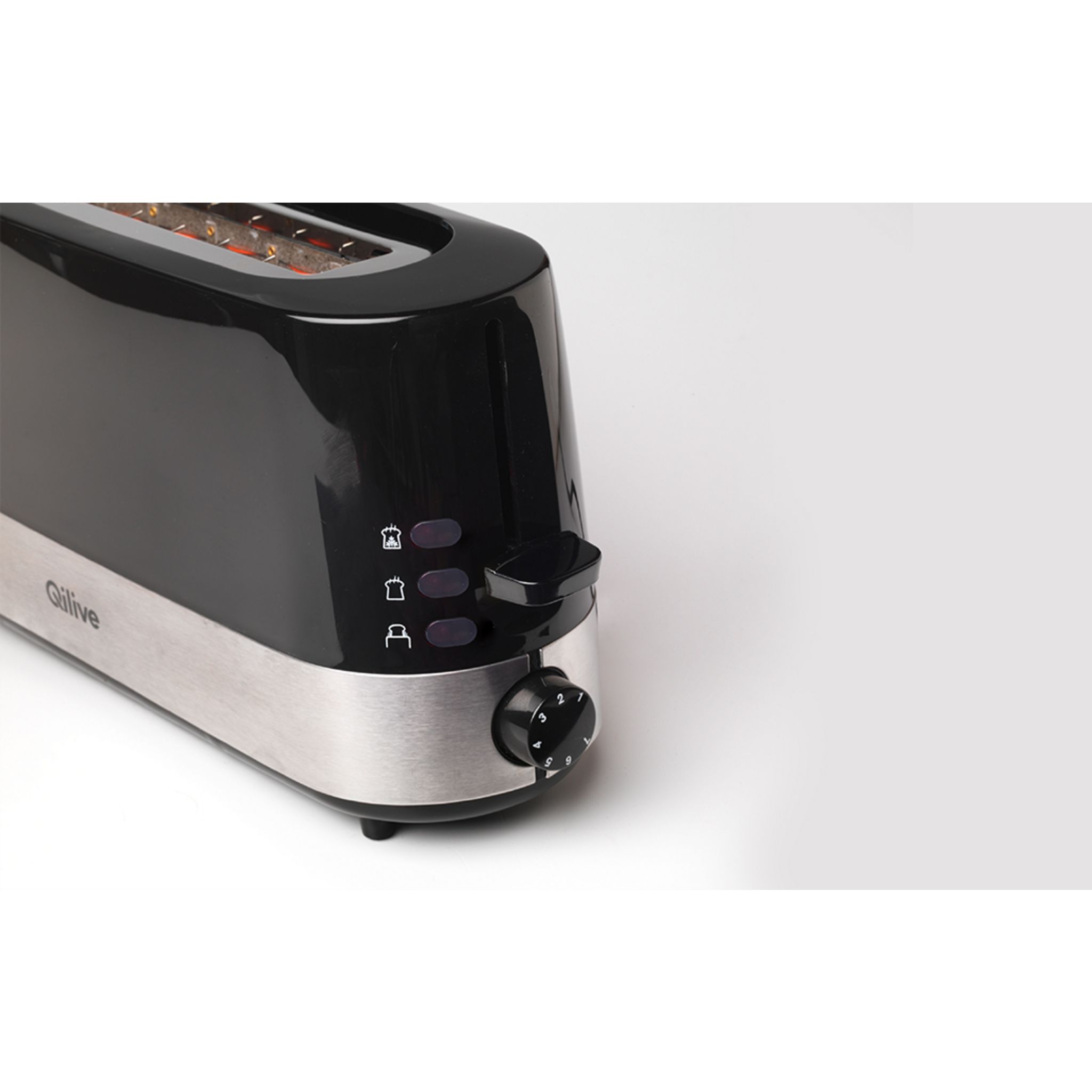 Voir la diapositive 2 : QILIVE Grille pain Q.5785, noir/inox