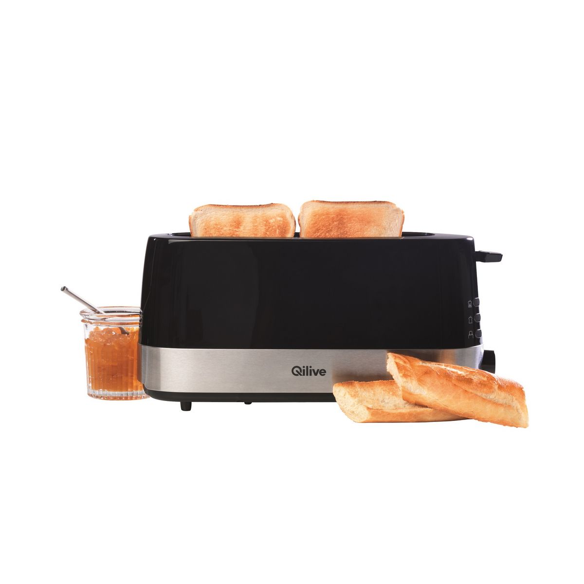 QILIVE Grille pain Q.5785, noir/inox